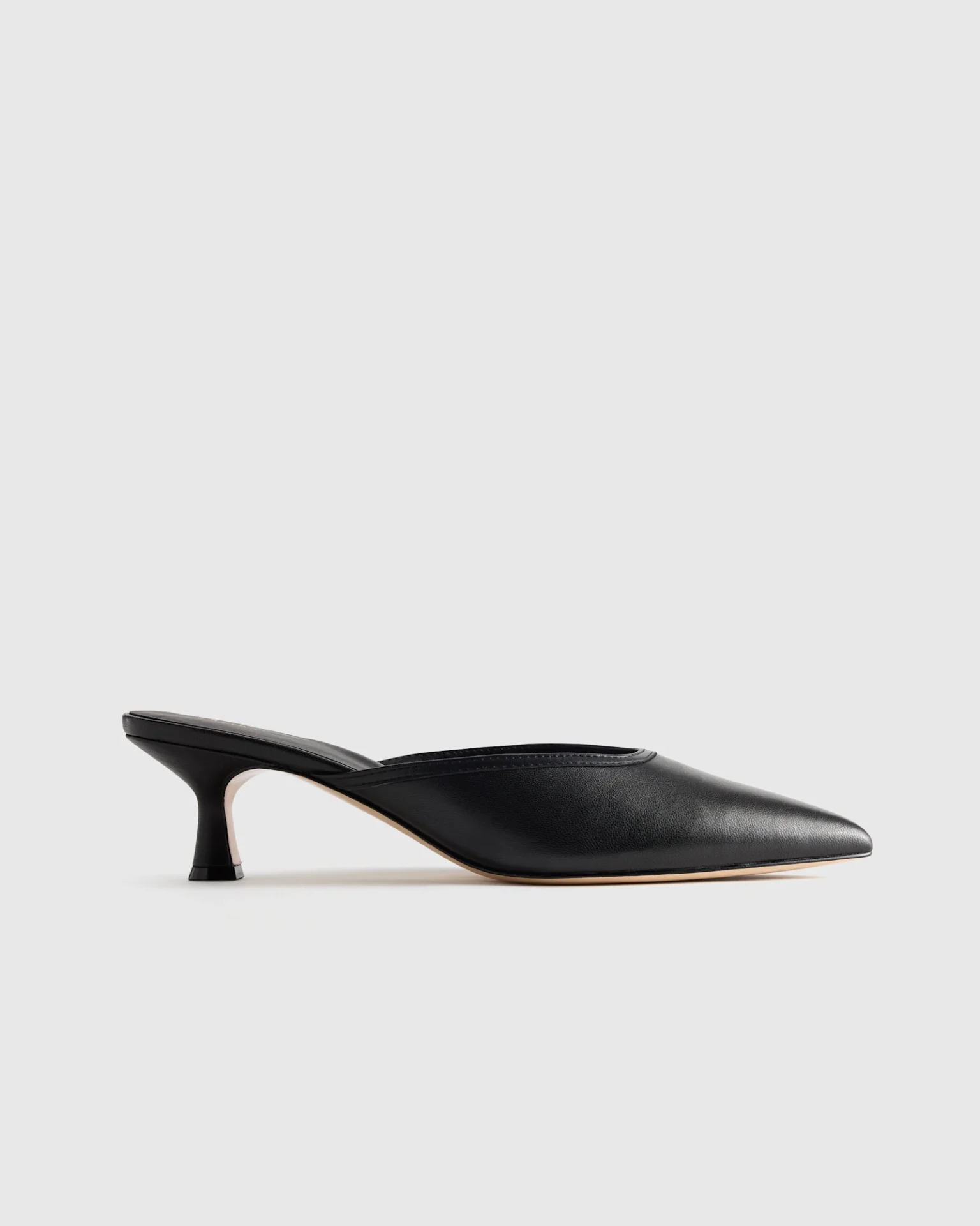 Italian Leather 55mm Kitten Heel Mule (Black)