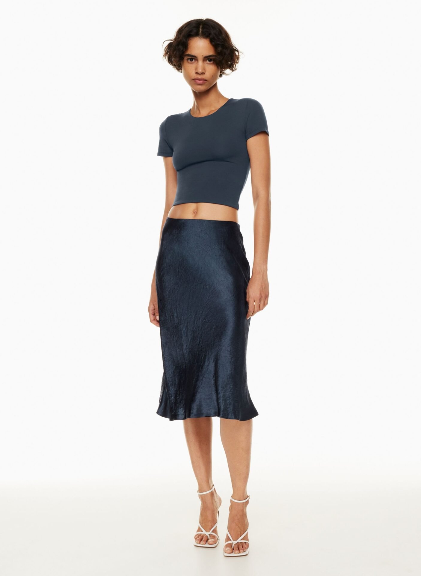 Babaton Slip Satin Midi Skirt (Total Eclipse)