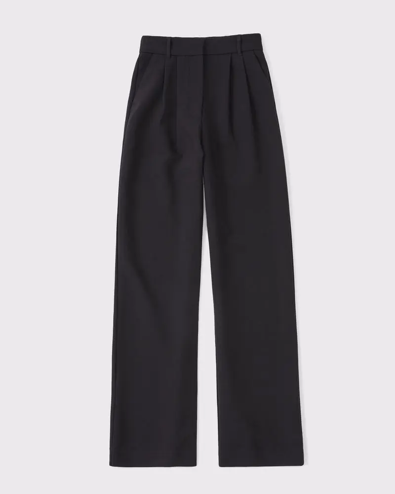 A&F Sloane Tailored Wide Leg Pant (Black)
