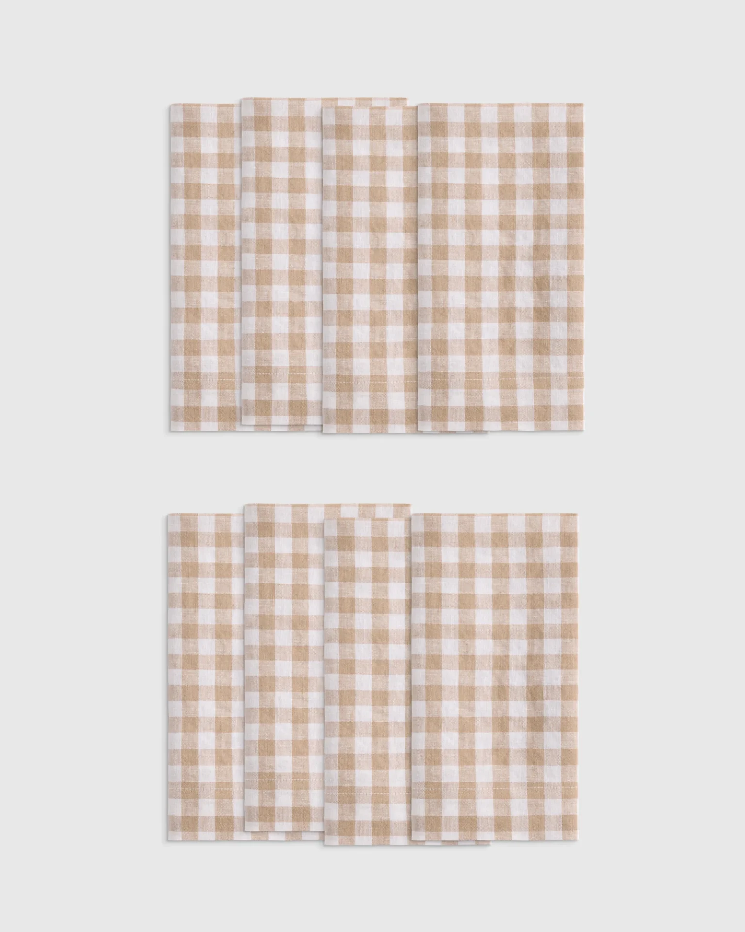 European Linen Wide-Hem Gingham Napkins, Set of 8 (Cafe)