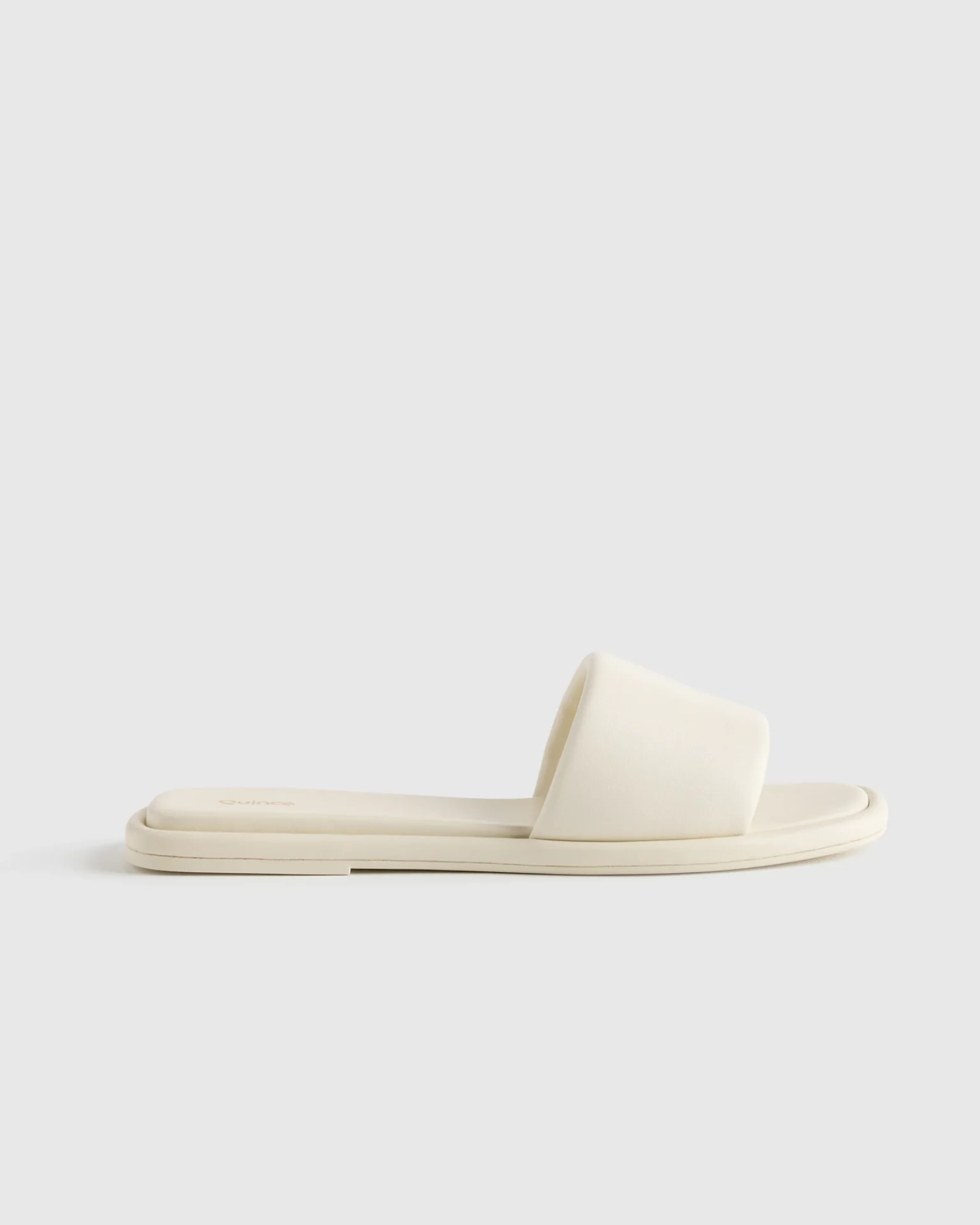 Italian Leather Slide Sandal (Bone)