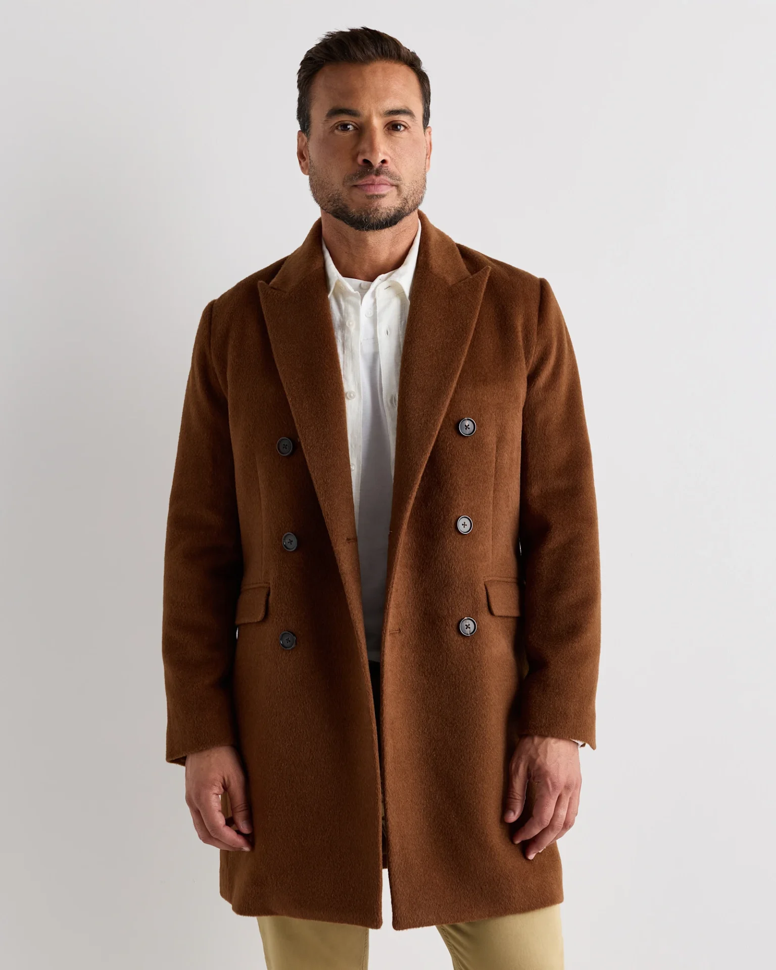 Camel Hair Double-Breasted Overcoat
