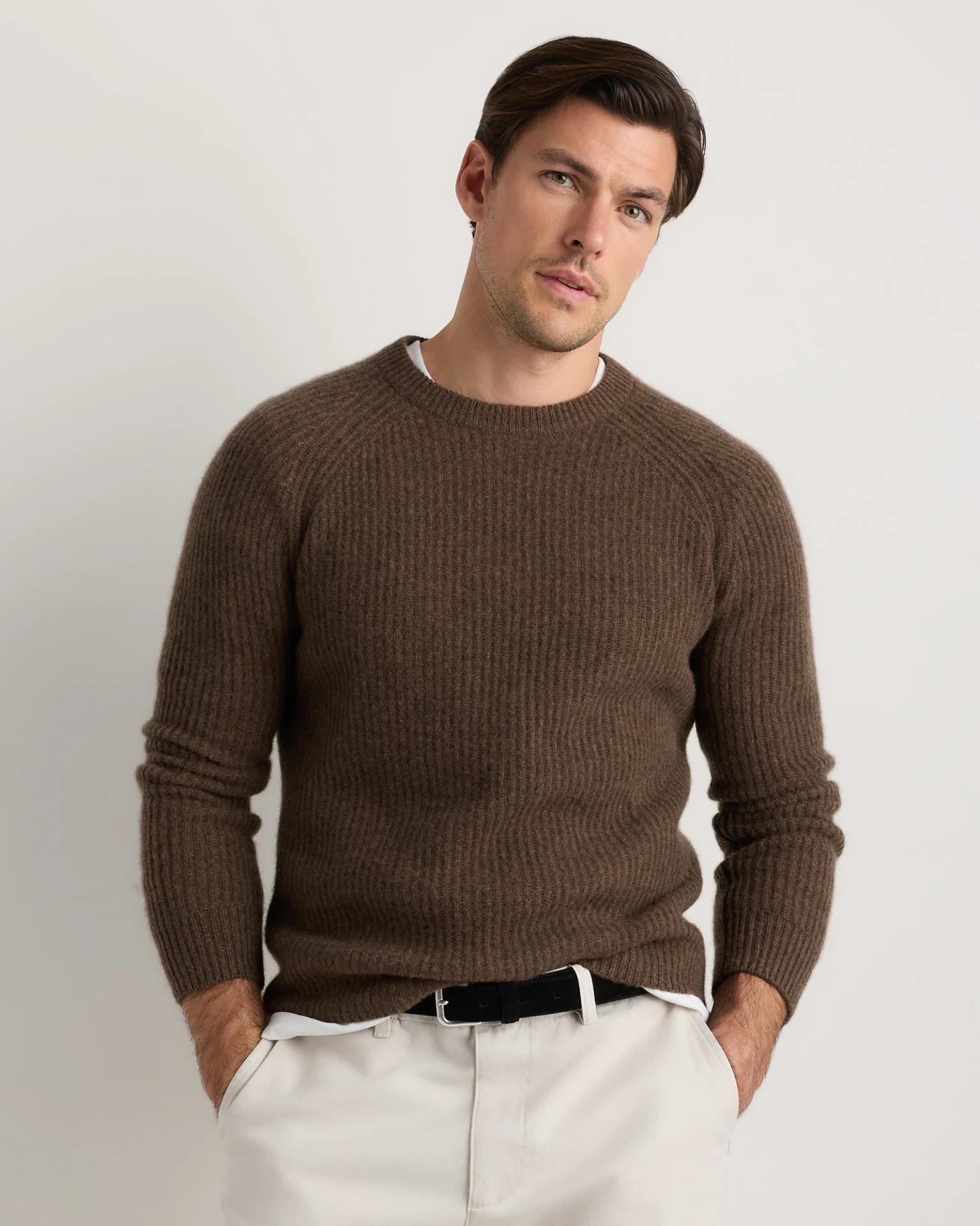 Mongolian Cashmere Fisherman Crewneck Sweater
