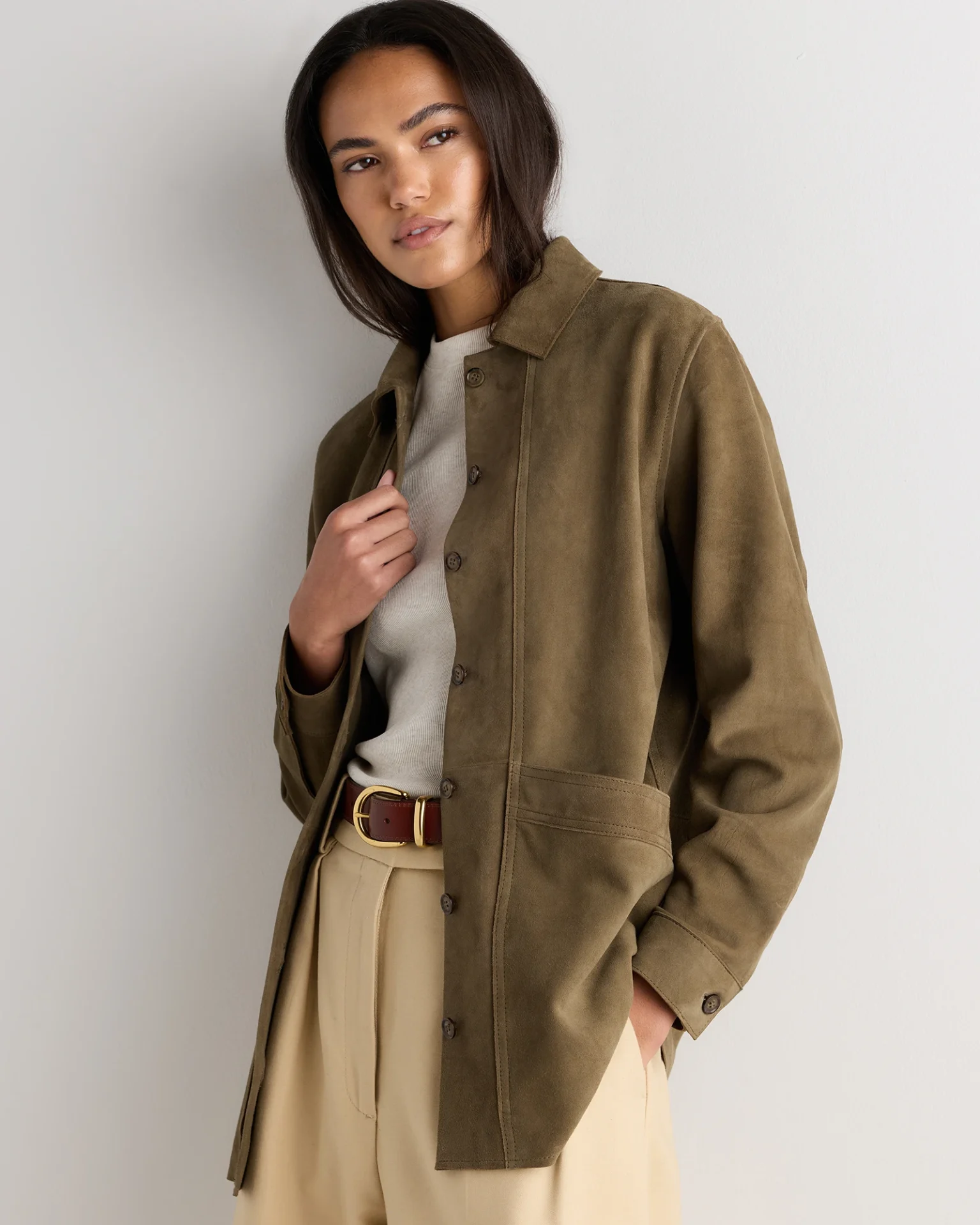 100% Suede Chore Jacket (Willow Green)