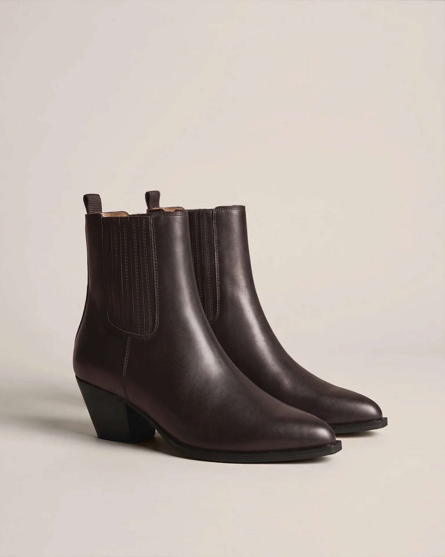 Italian Leather Western Chelsea Ankle Boot (Coffee Bean)