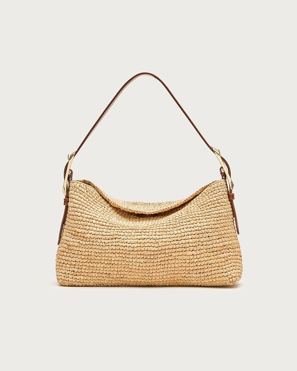 Berkeley Small Handknotted Shoulder Bag in Raffia (English Saddle Natural)