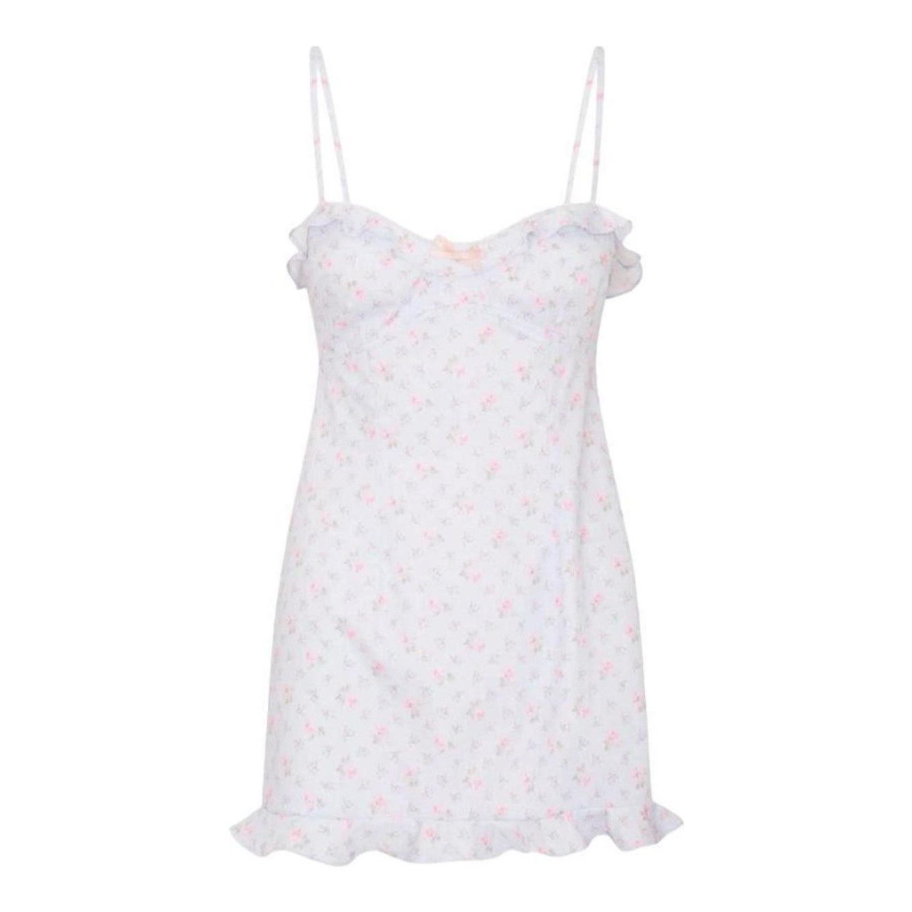 Stephania Floral Cotton Mini Dress (Chapparal Blue)