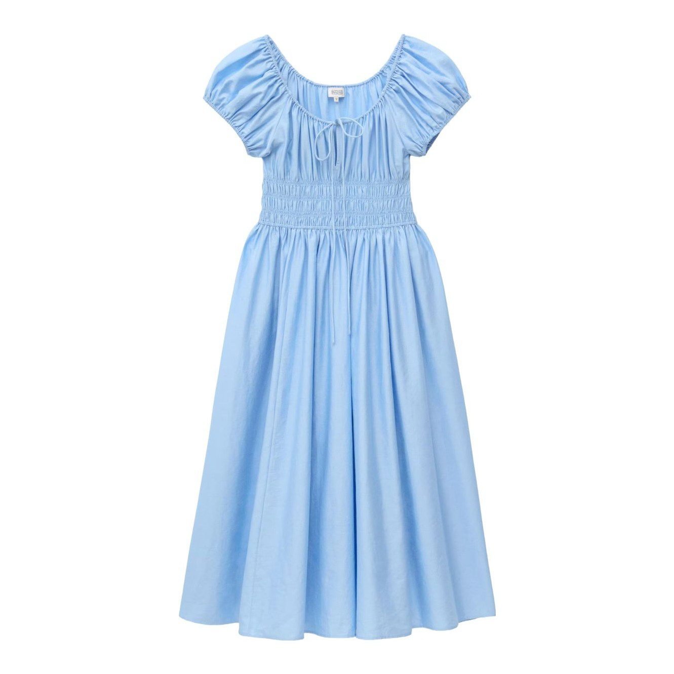 Smocked Waist Midi Dress (Light Blue)