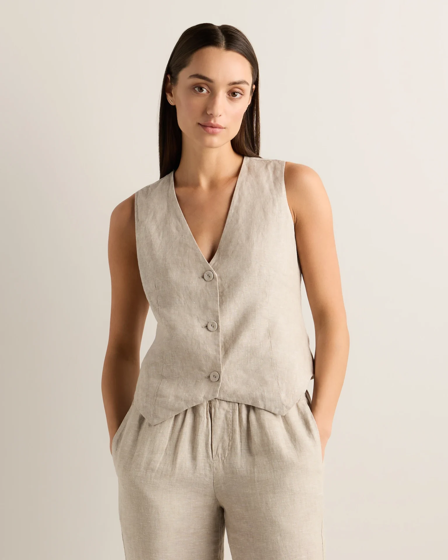 100% European Linen Vest (Flax)