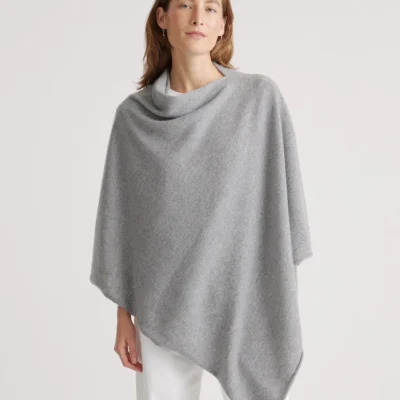 Mongolian Cashmere Poncho (Heather Grey)