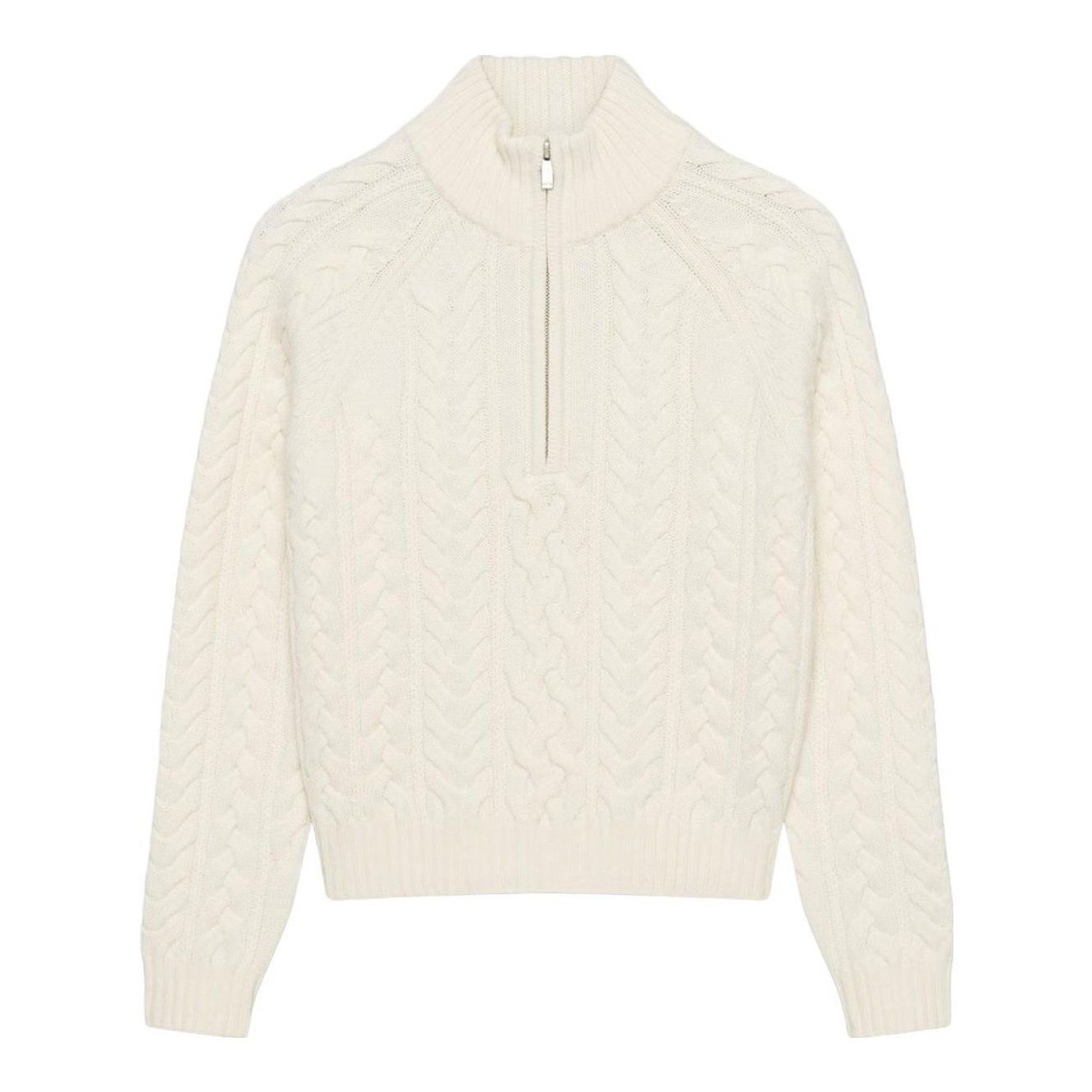 Cable Knit Merino Wool Mastery 1/4 Zip (Whisper White)