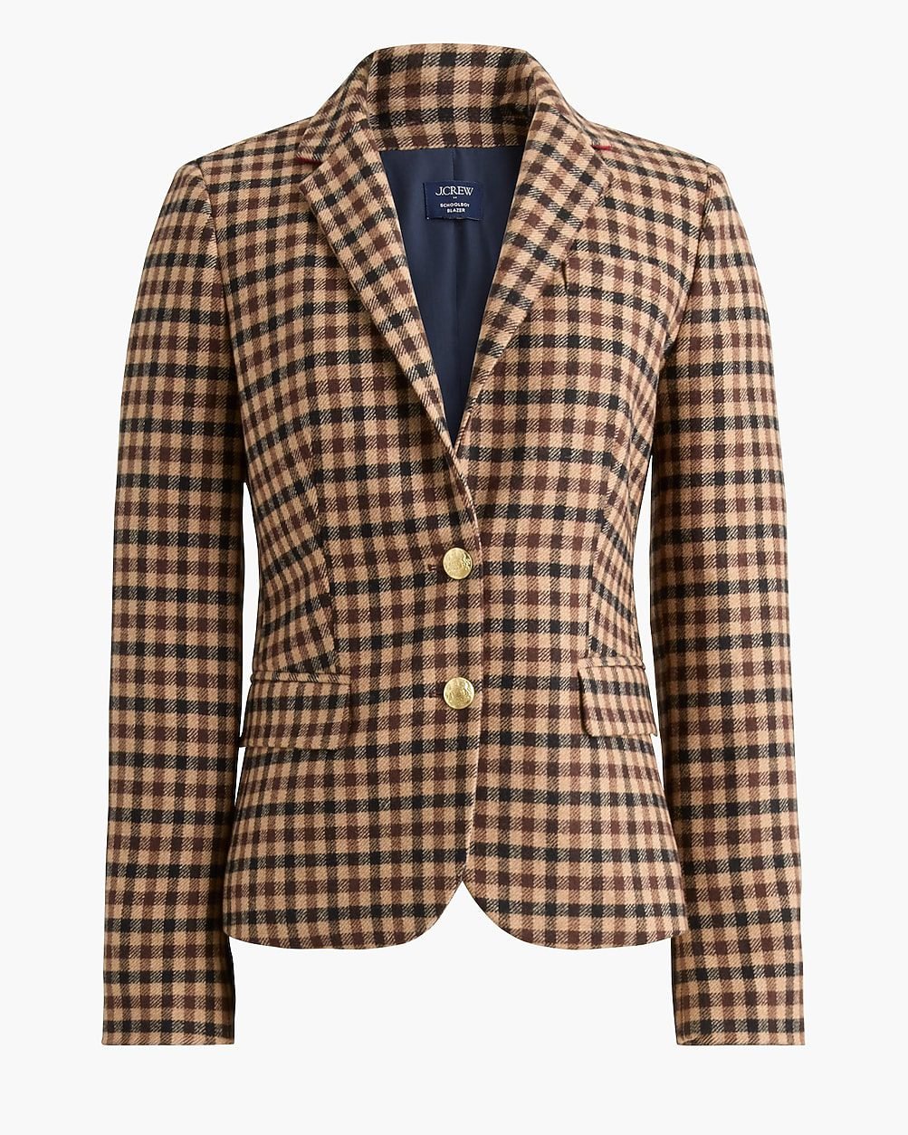 Herringbone Wool-blend Schoolboy Blazer (Brown)
