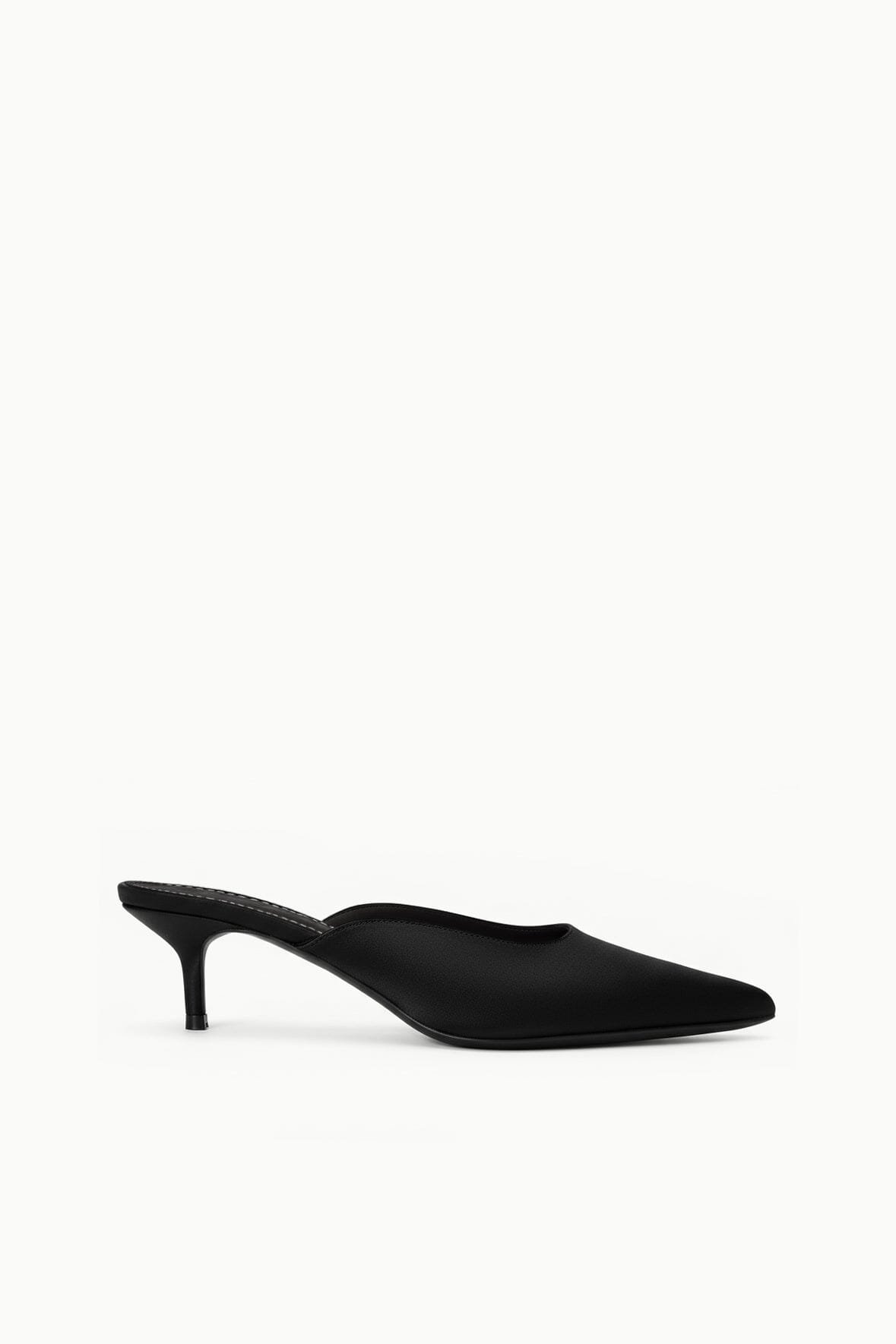 Sebastian Kitten Heel Mule (Black Satin)