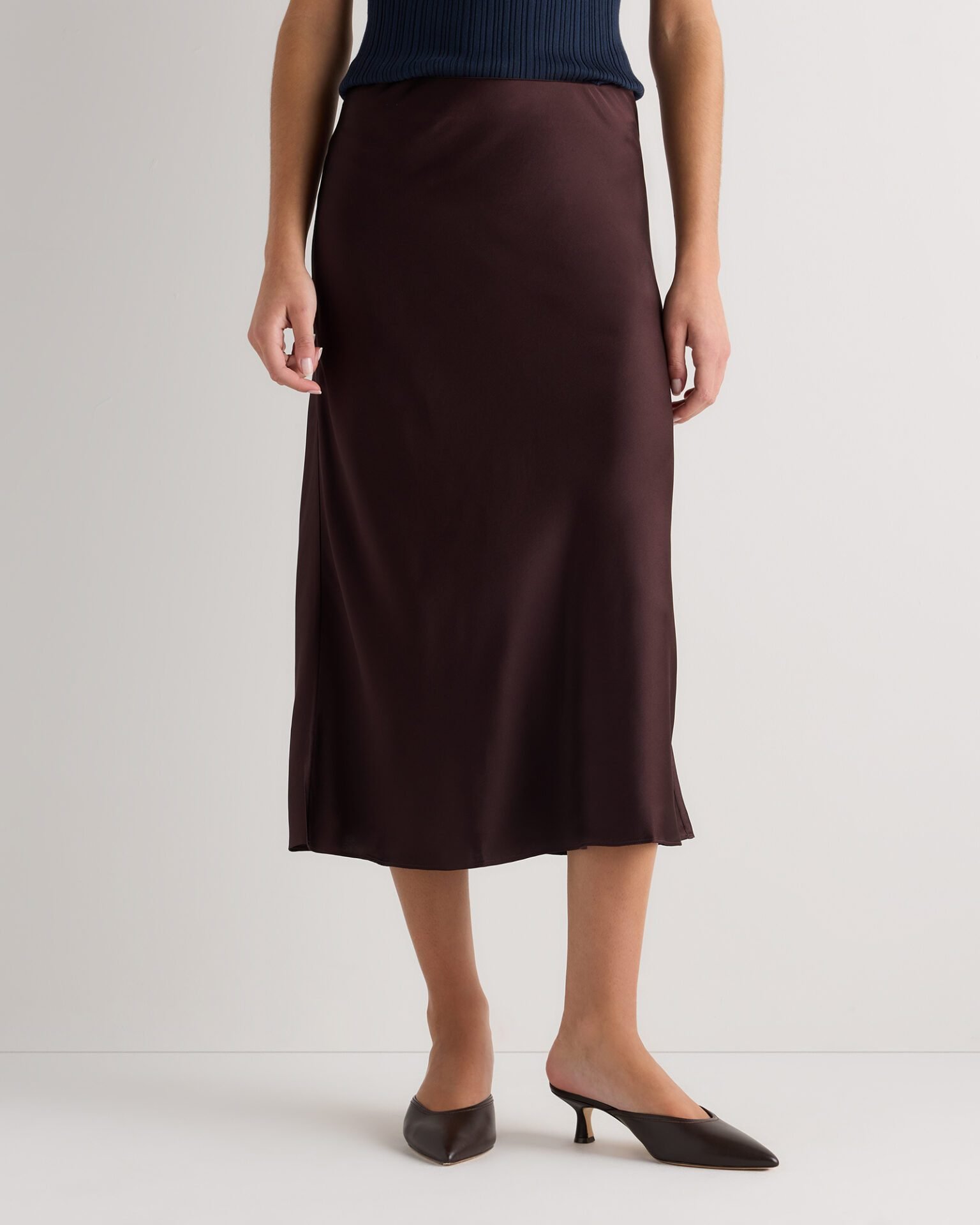 100% Washable Silk Skirt (Chocolate Plum Brown)
