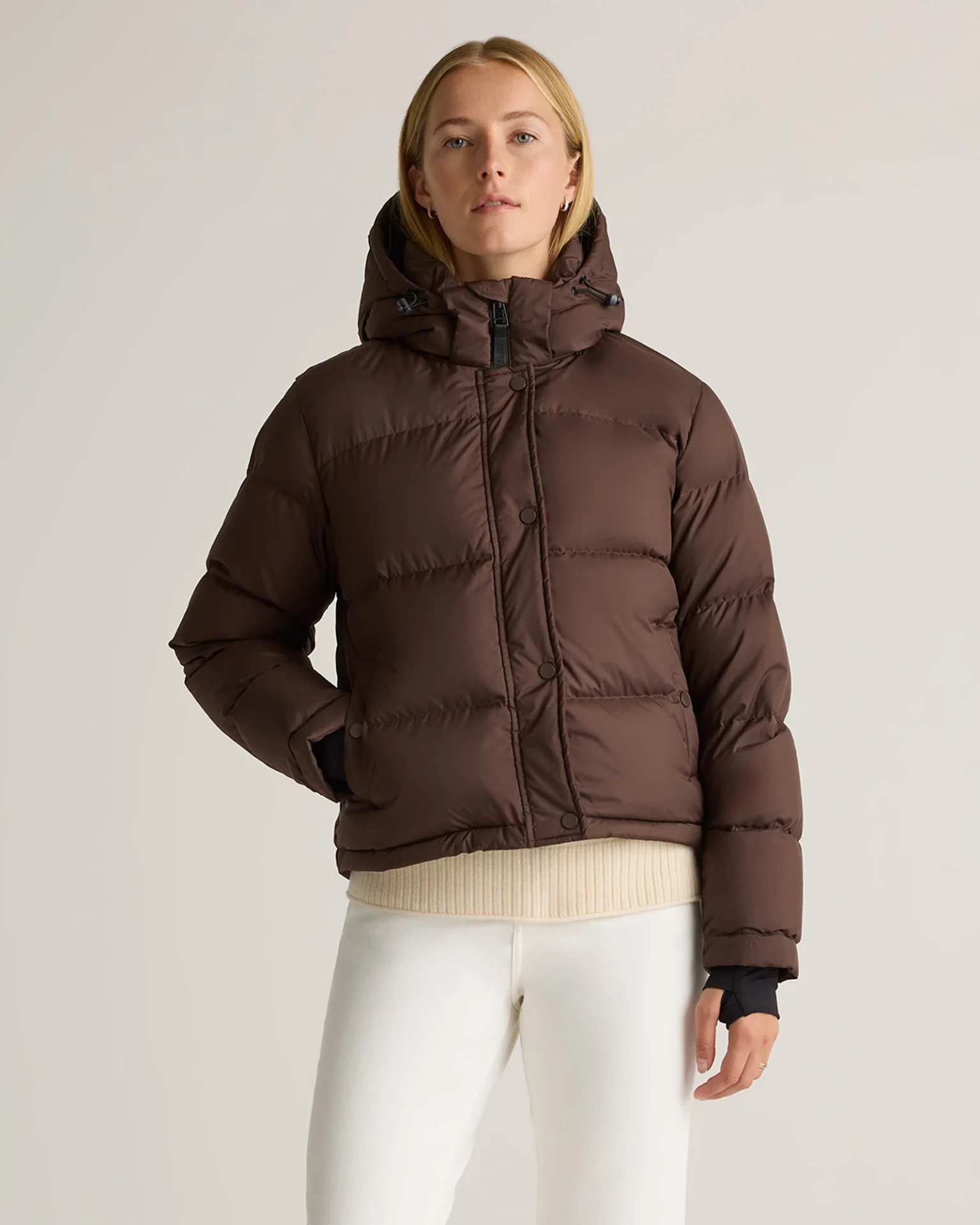 Responsible Down Cropped Puffer Jacket (Hot Fudge)