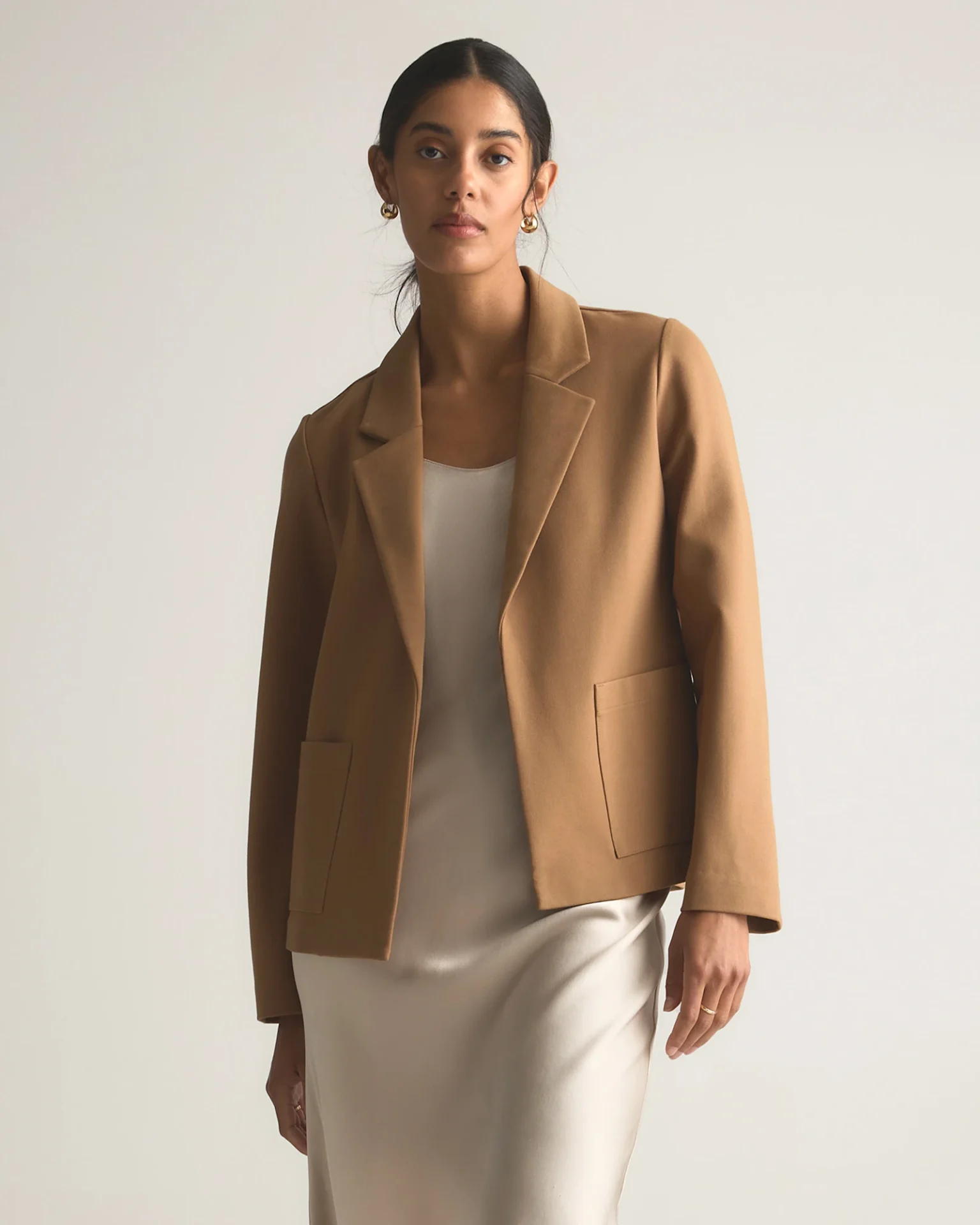 Ultra-Stretch Ponte Open Blazer (Roasted Pecan)