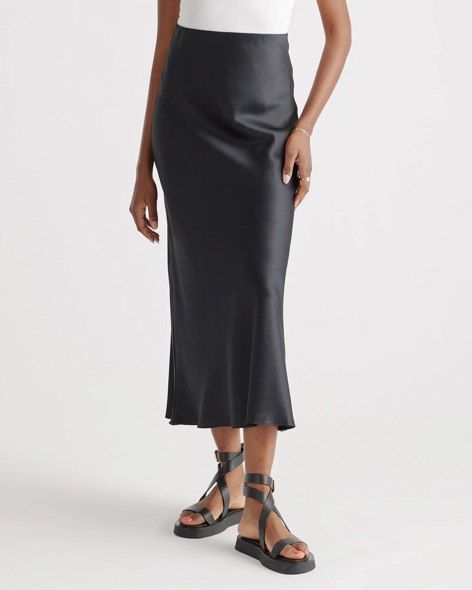 100% Washable Silk Maxi Skirt (Black)
