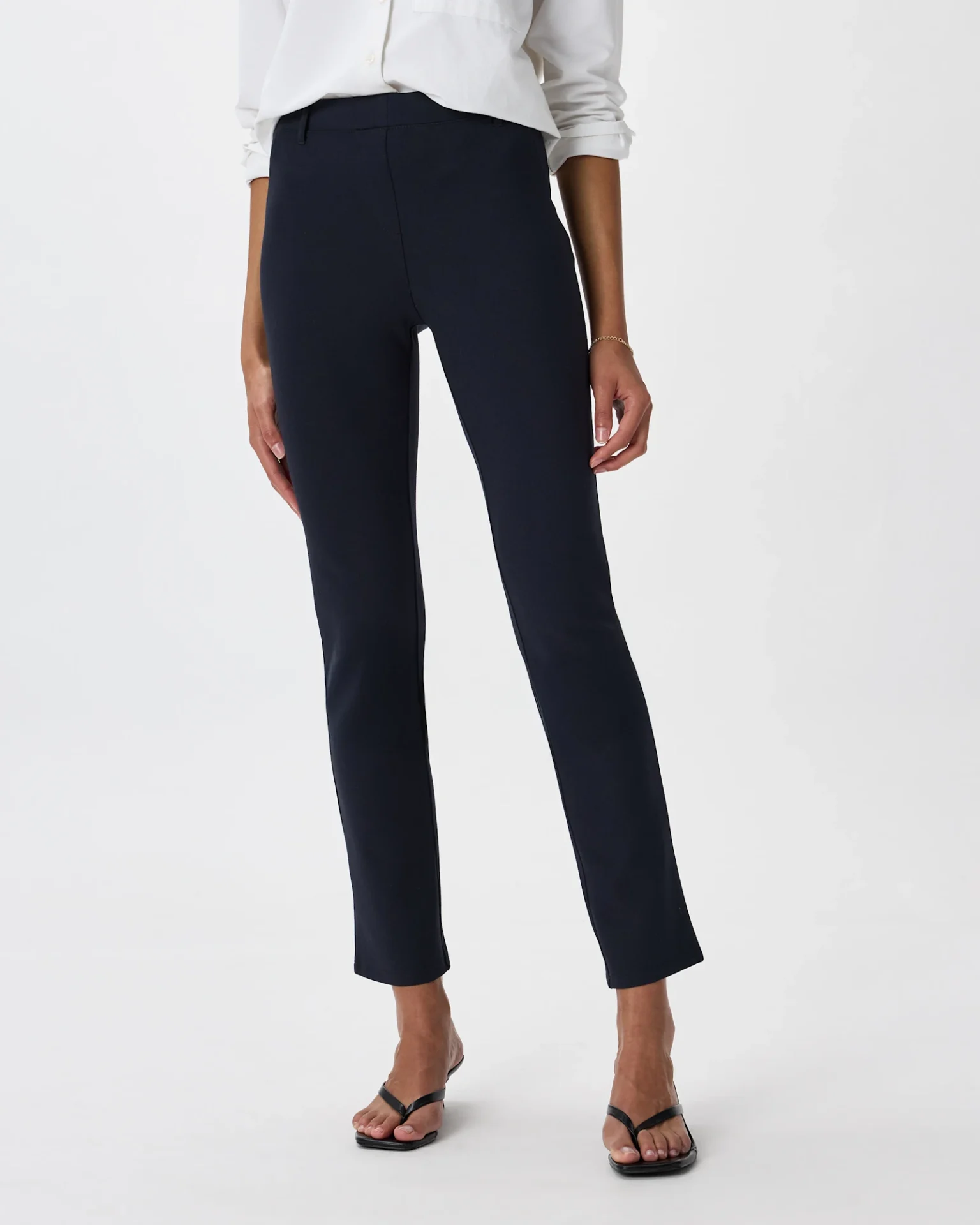 Ultra-Stretch Ponte Straight Leg Pants (Navy)