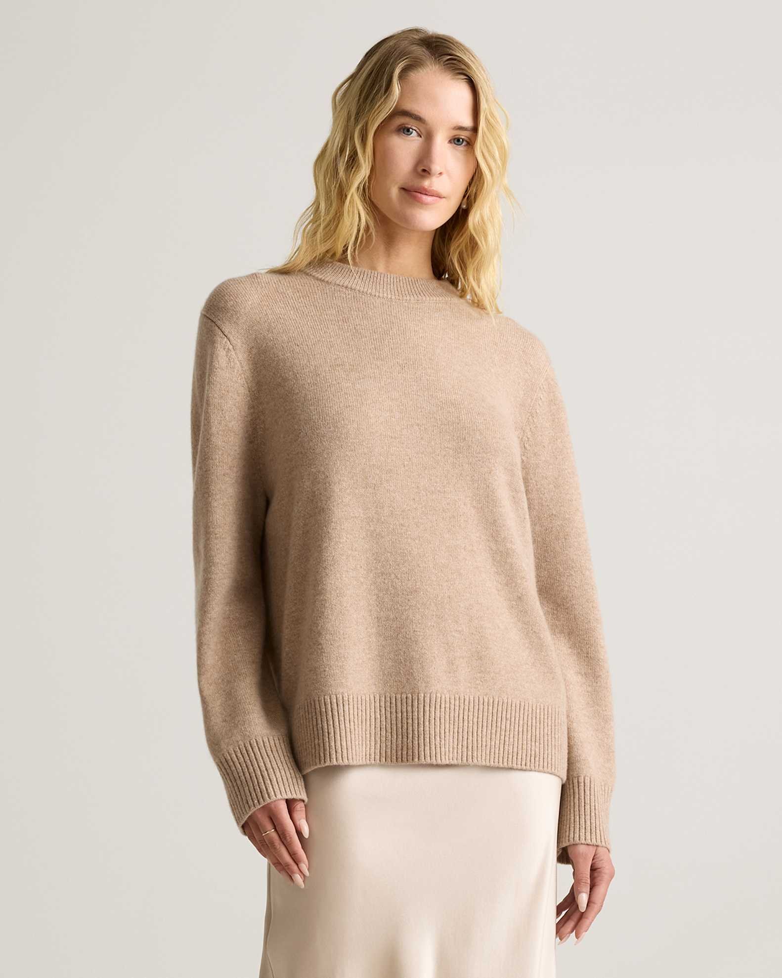 Mongolian Cashmere Oversized Crewneck Sweater (Oatmeal)