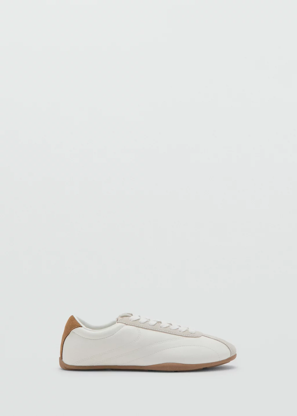 Contrasting Panel Leather Sneakers (White)