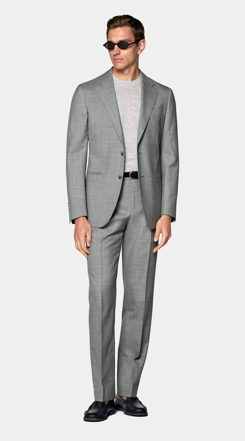 Light Grey Perennial Tailored Fit Havana Suit (Pure Tropical Wool)