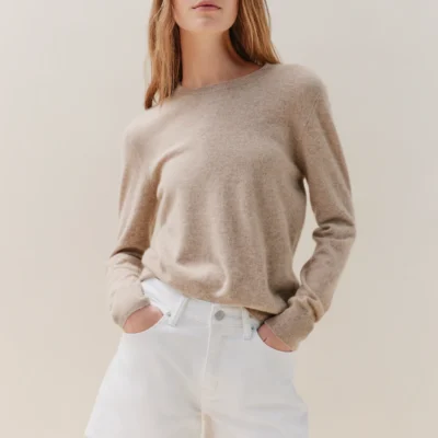 Mongolian Cashmere Crewneck Sweater (Oatmeal)