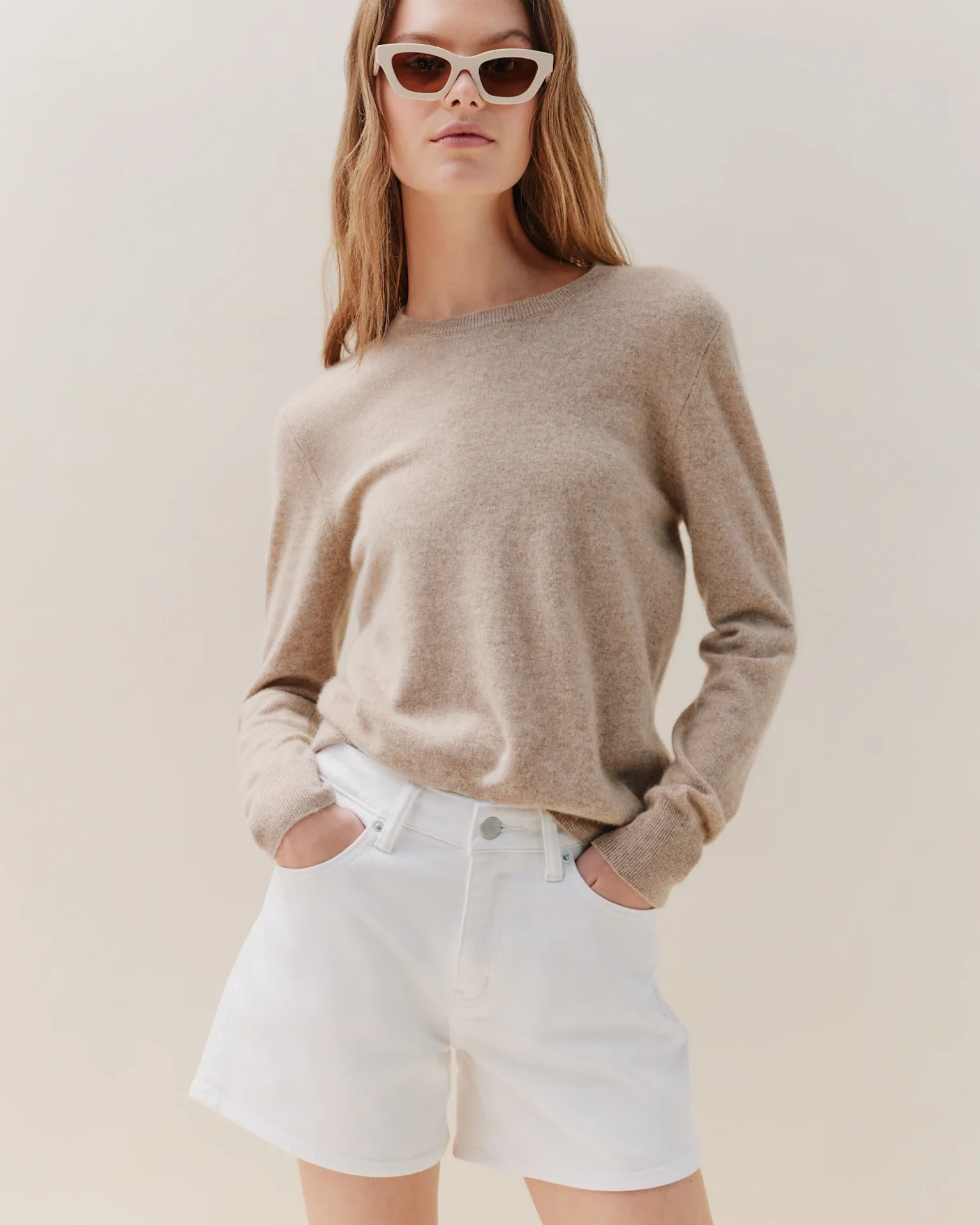 Mongolian Cashmere Crewneck Sweater (Oatmeal)