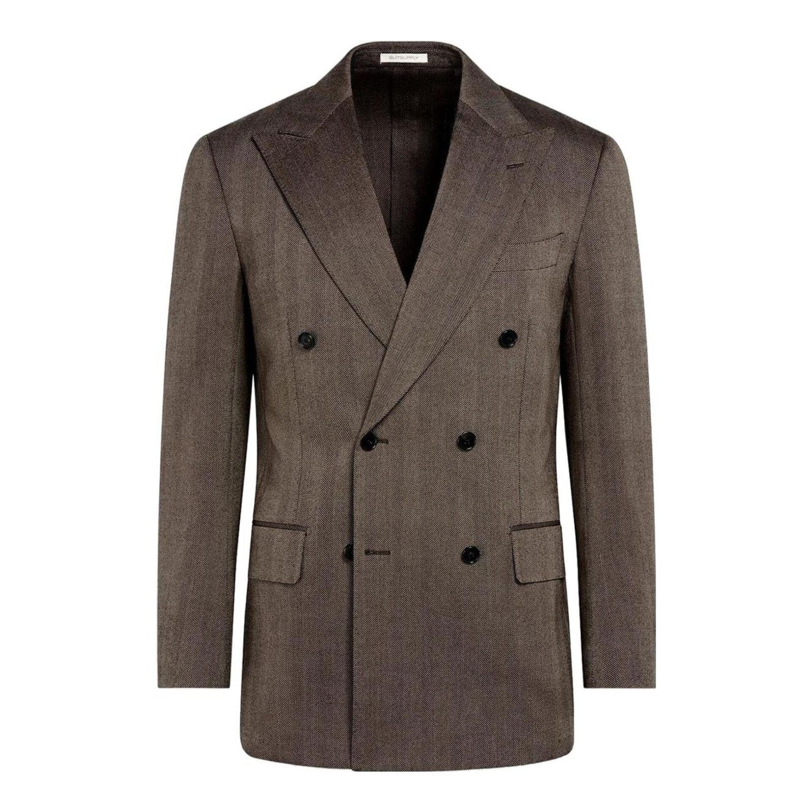 Herringbone Tailored Fit Milano Suit (Mid Brown)
