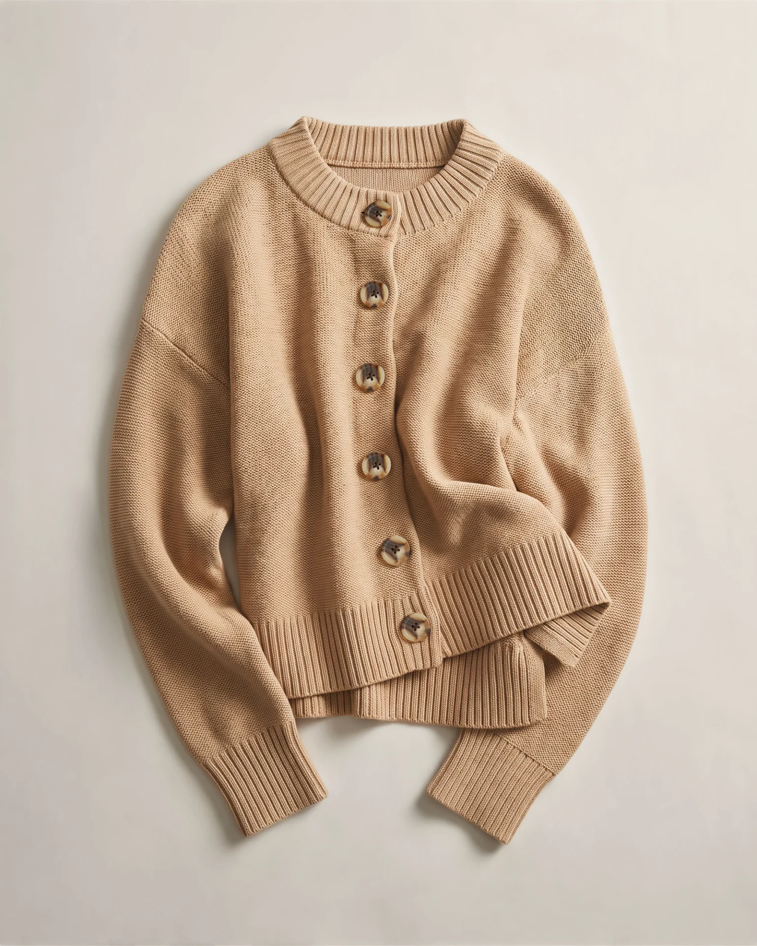 100% Organic Cotton Cropped Cardigan (Camel)