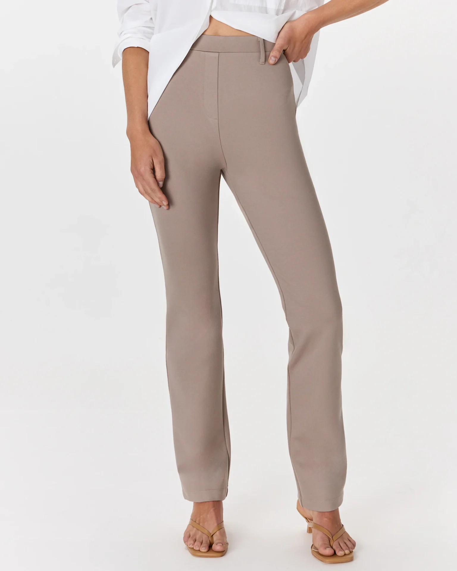 Ultra-Stretch Ponte Straight Leg Pants (Morel Grey)