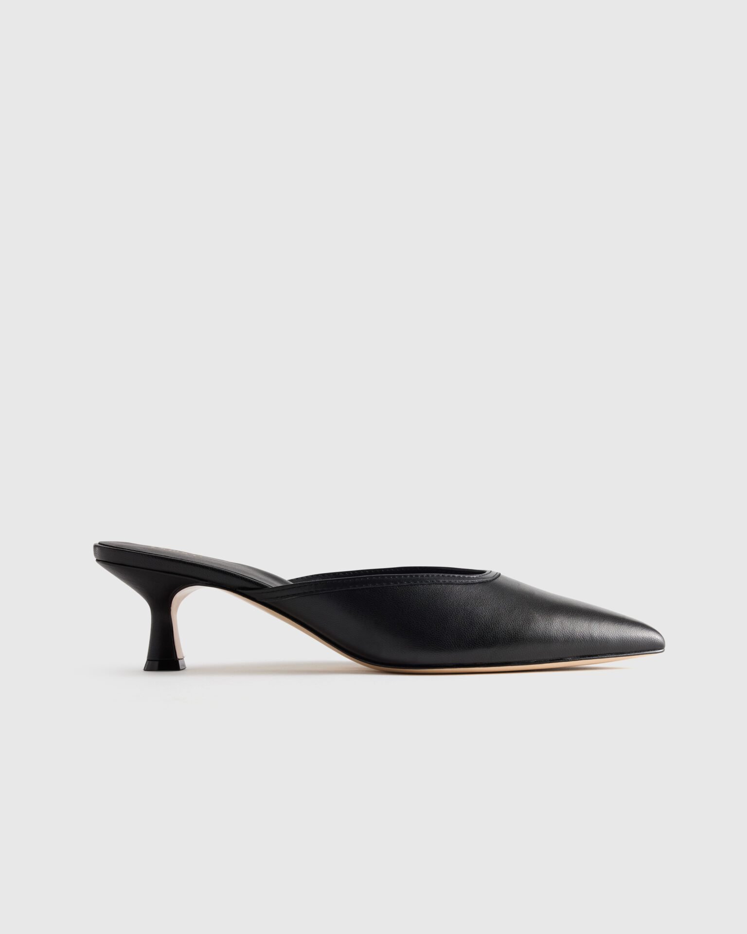 Italian Leather 55mm Kitten Heel Mule (Black)
