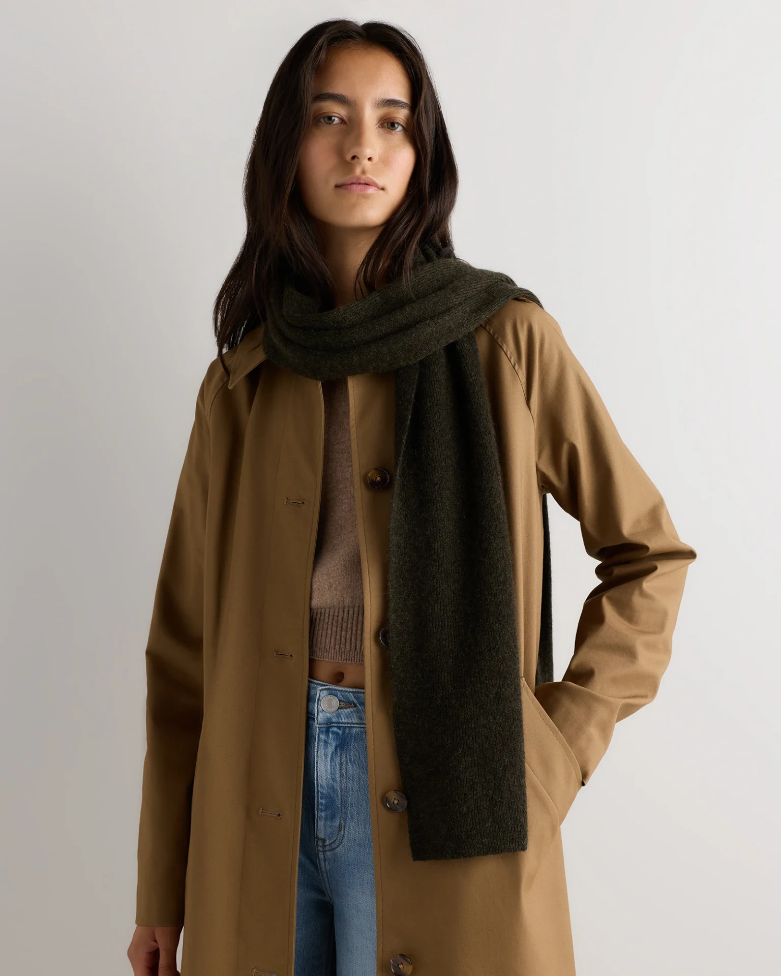 Mongolian Cashmere Scarf (Olive Twist)