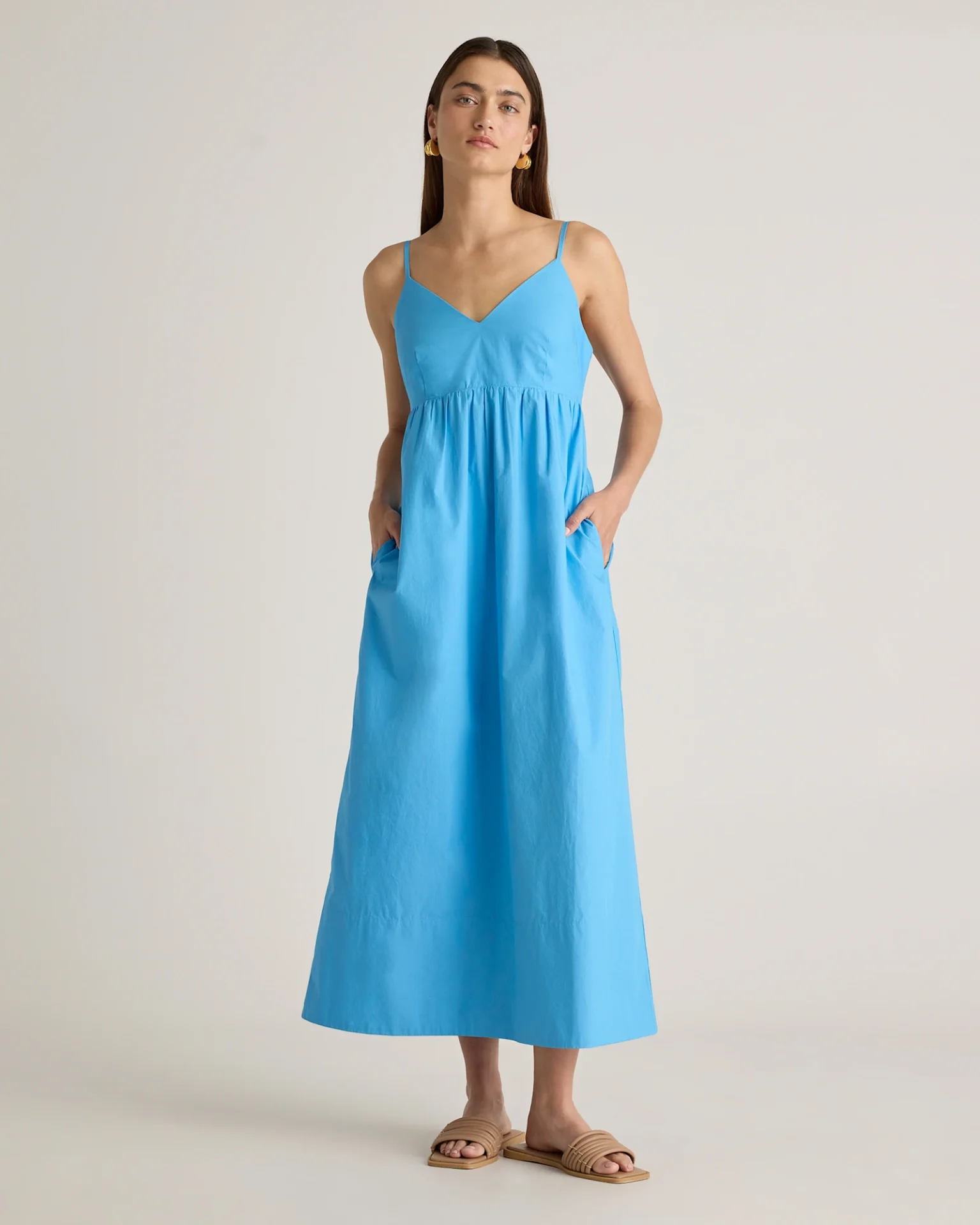 100% Organic Cotton Sleeveless Maxi Dress (Cornflower Blue)