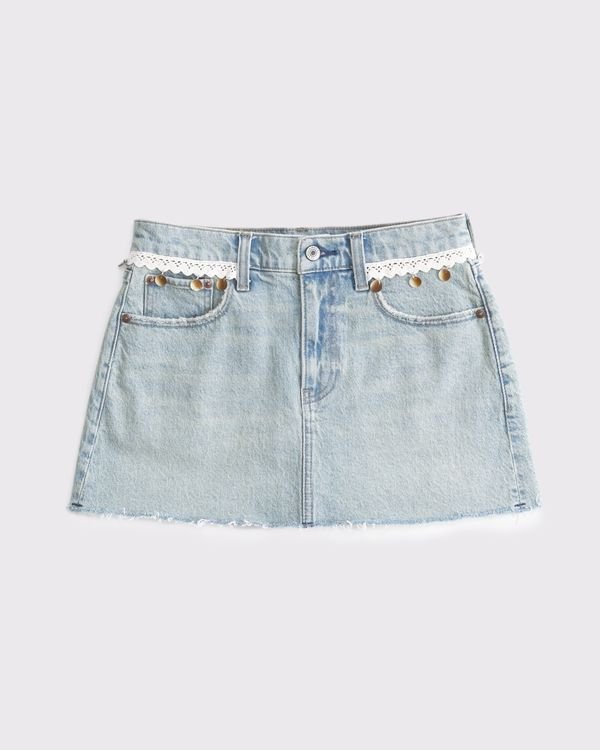 Mid Rise Denim Mini Skirt (Light Wash)
