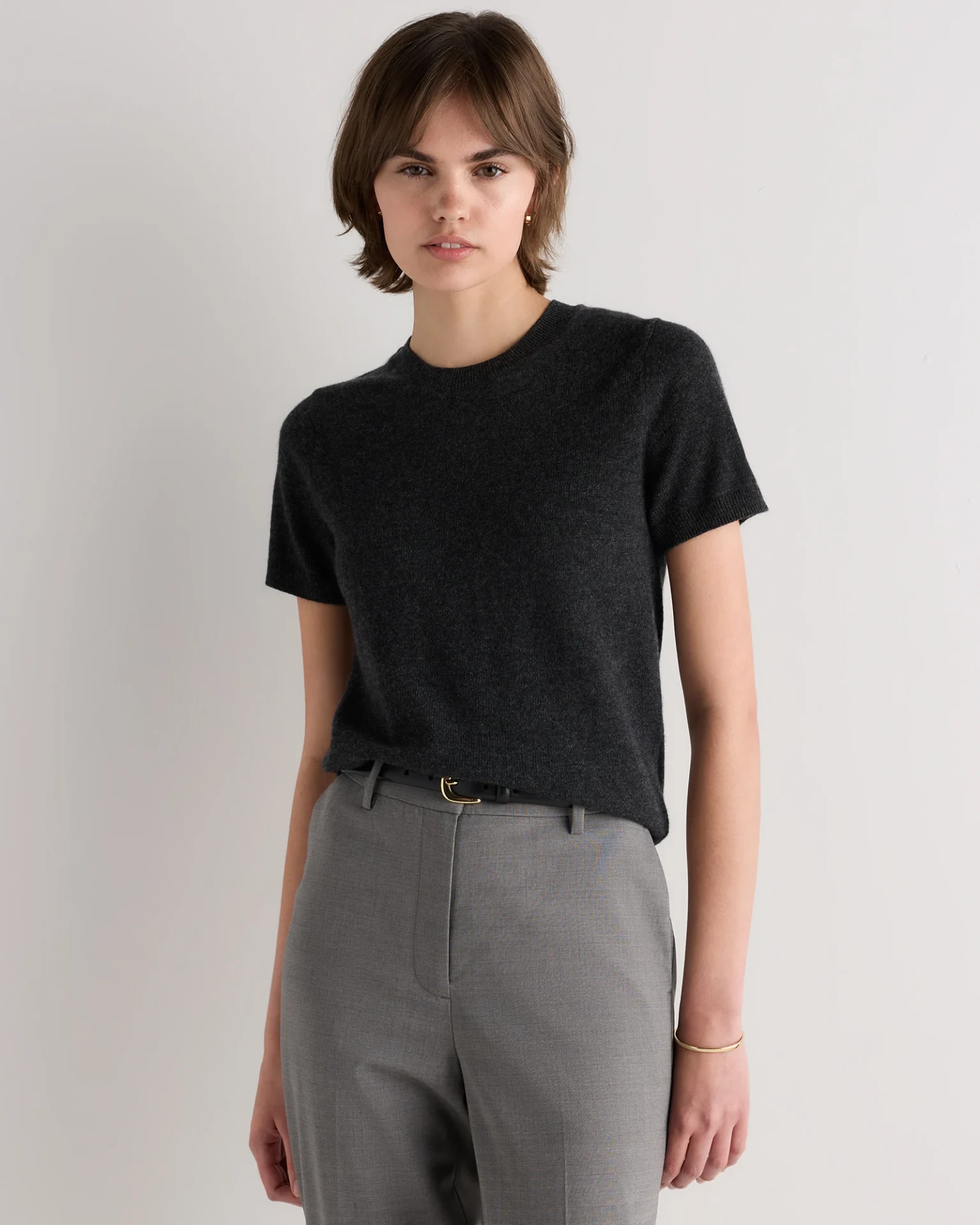 Mongolian Cashmere Tee (Heather Charcoal)