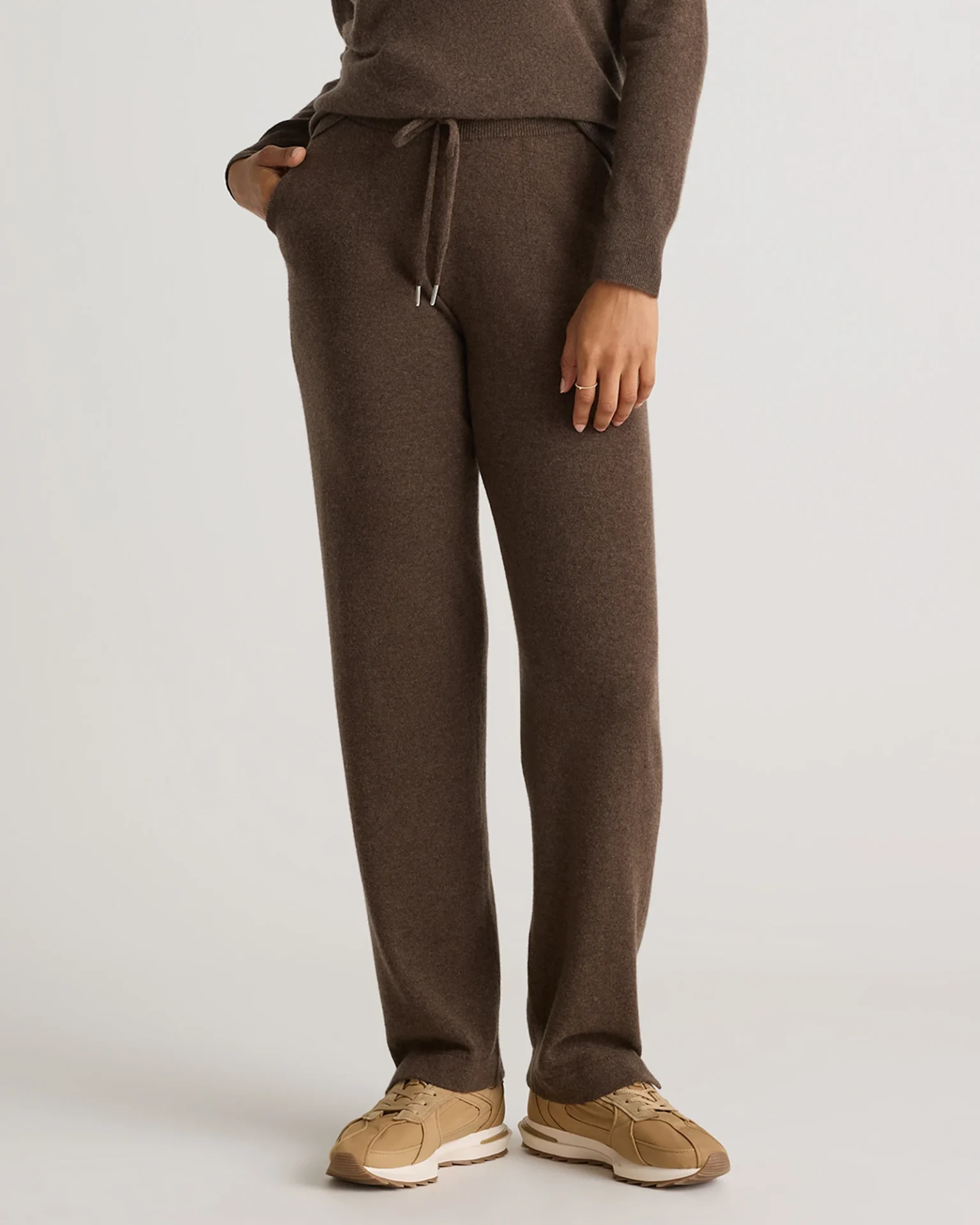 Mongolian Cashmere Straight Leg Pants (Brown)
