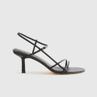 Italian Leather 70mm Strappy Heel (Black)