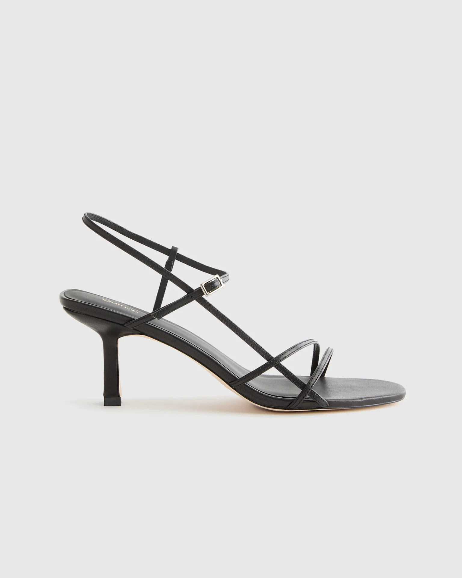 Italian Leather 70mm Strappy Heel (Black)