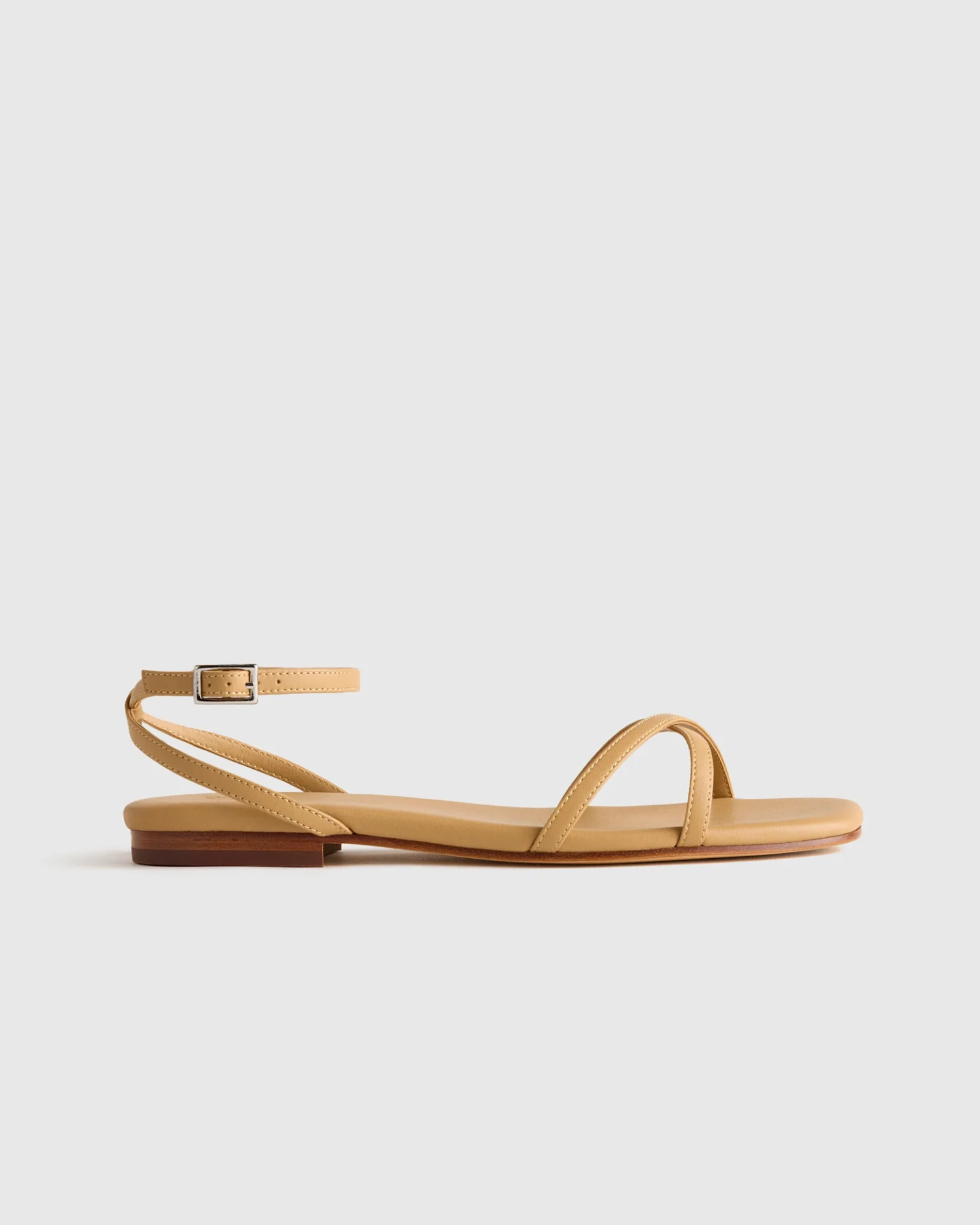 Italian Leather Ankle Strap Sandal (Cashew)