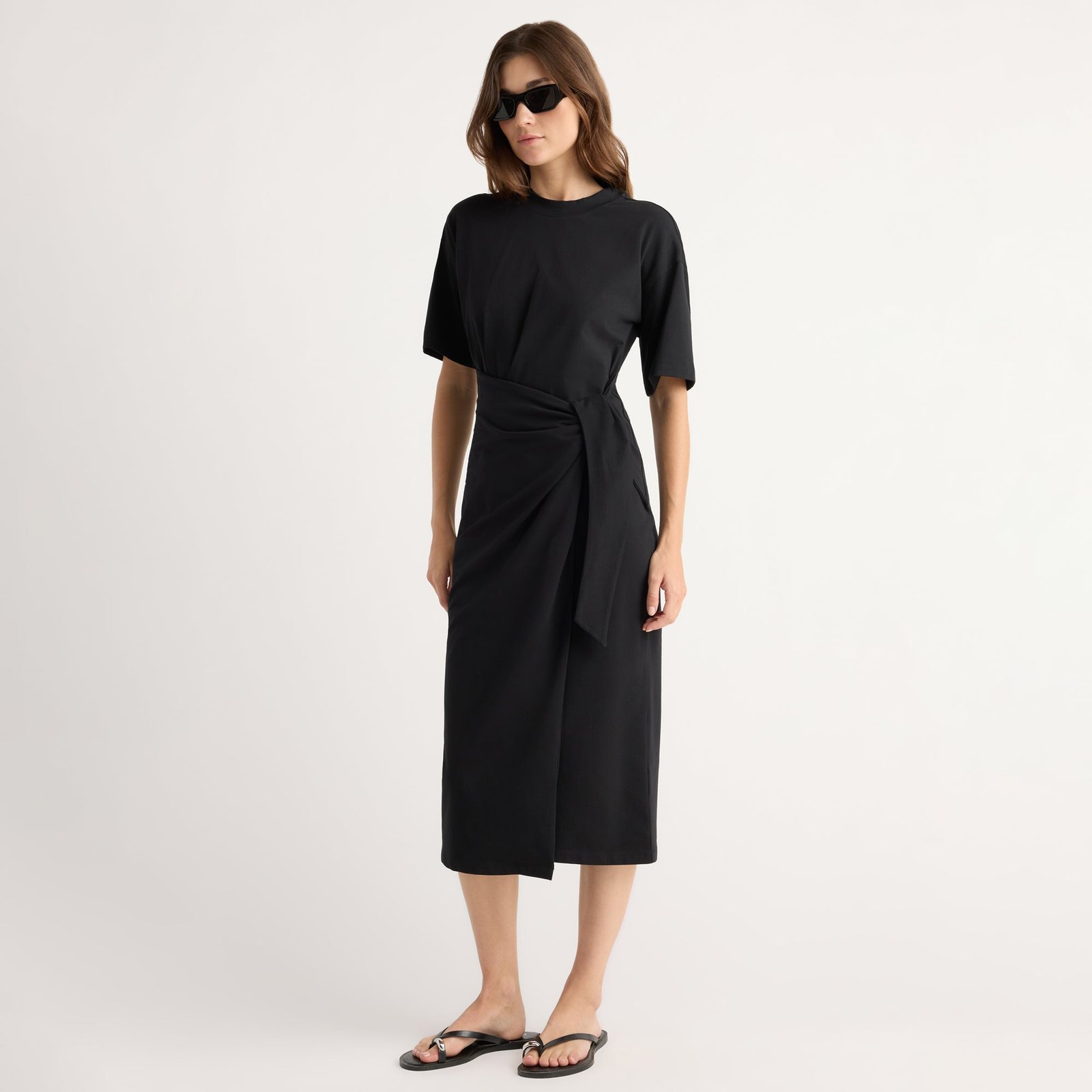 Noa Organic Cotton T-Shirt Wrap Dress (Black)