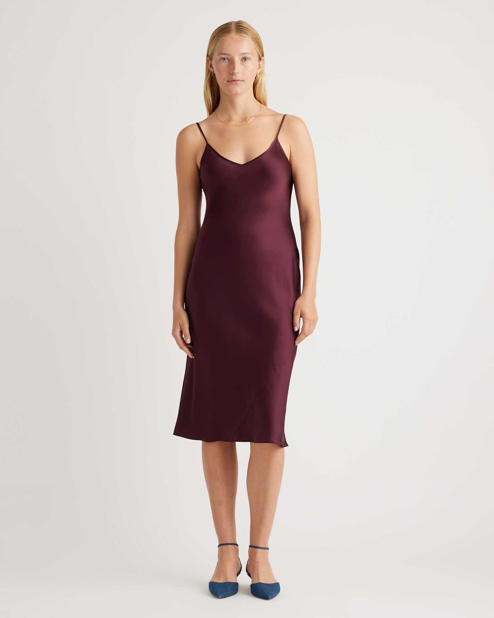 100% Washable Silk Slip Dress (Wine Tasting Red)