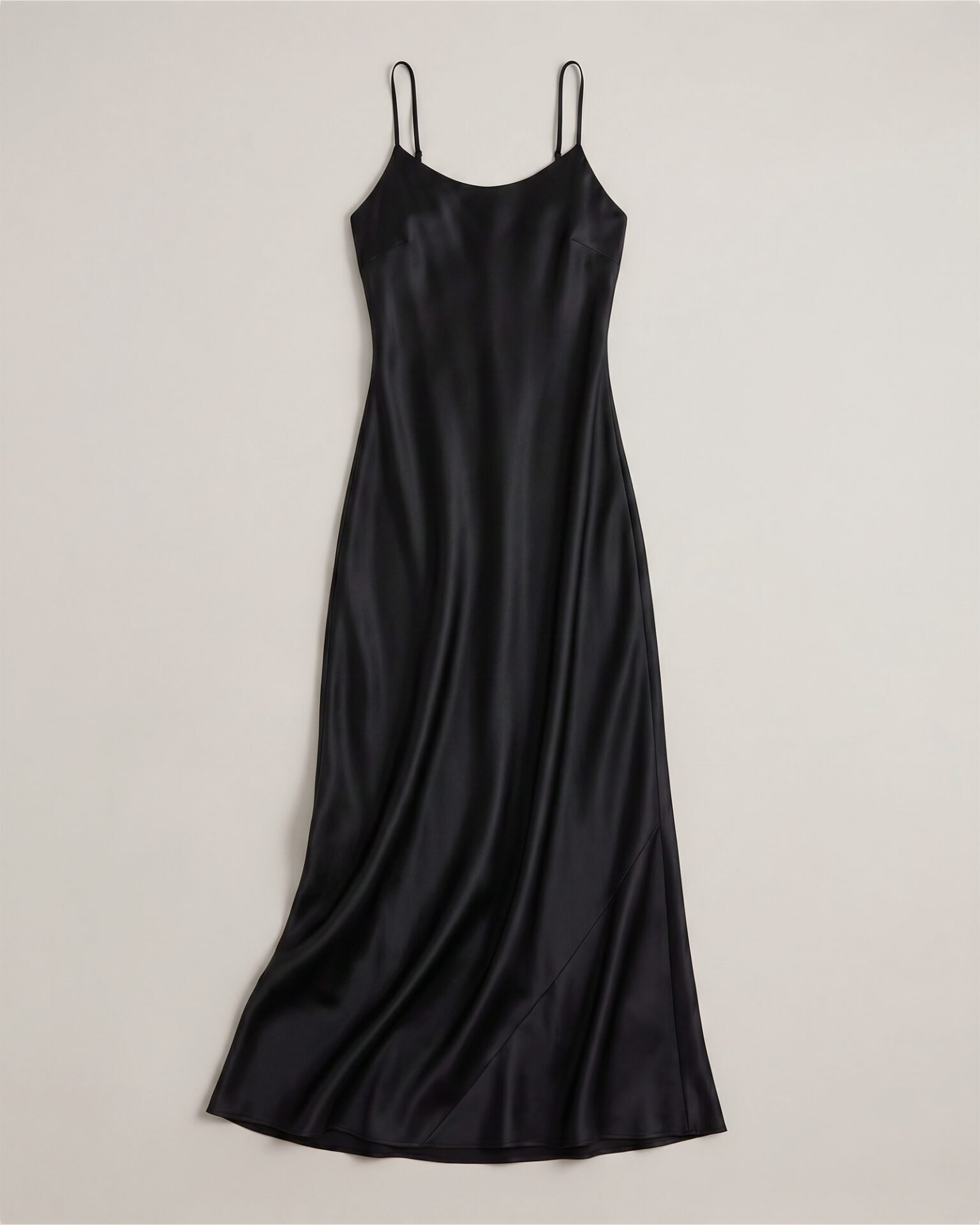 100% Washable Silk Maxi Slip Dress (Black)
