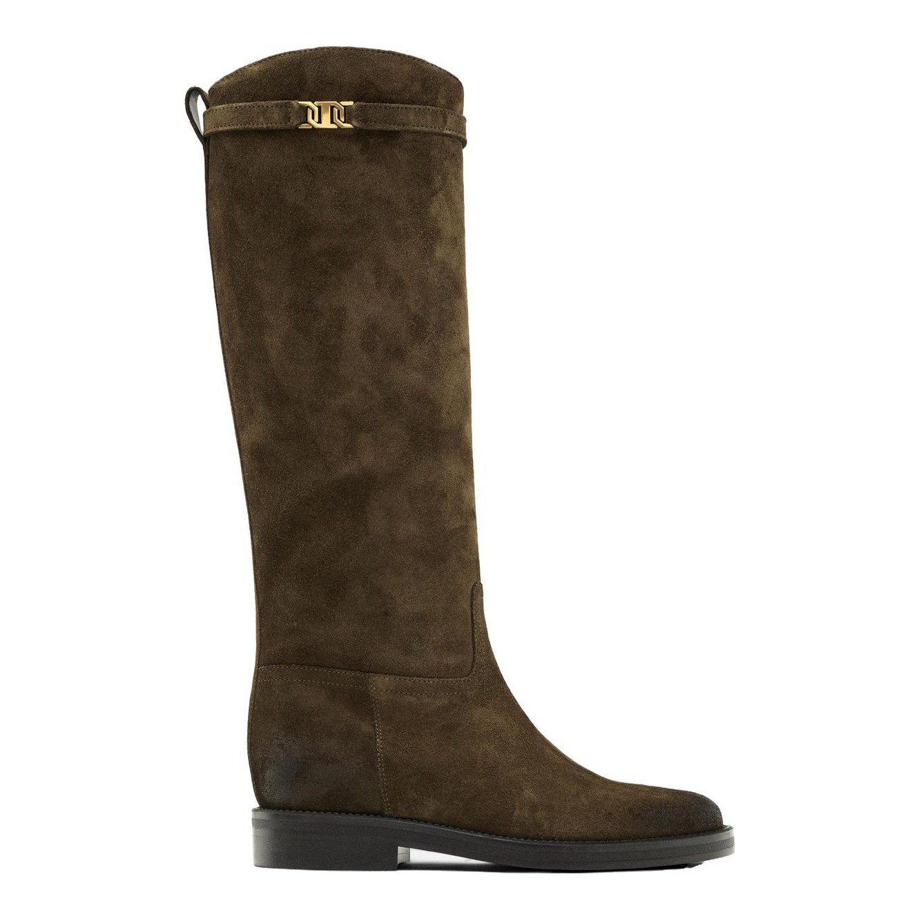 Oiled Split Suede Riding Boots (Khaki)