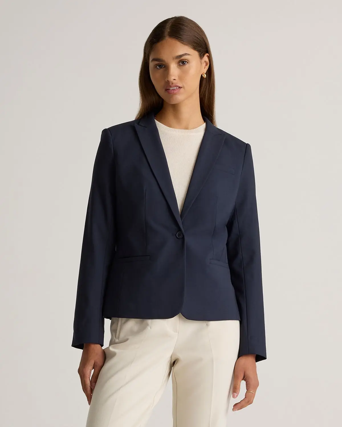 Italian Wool Tailored Blazer (Navy)
