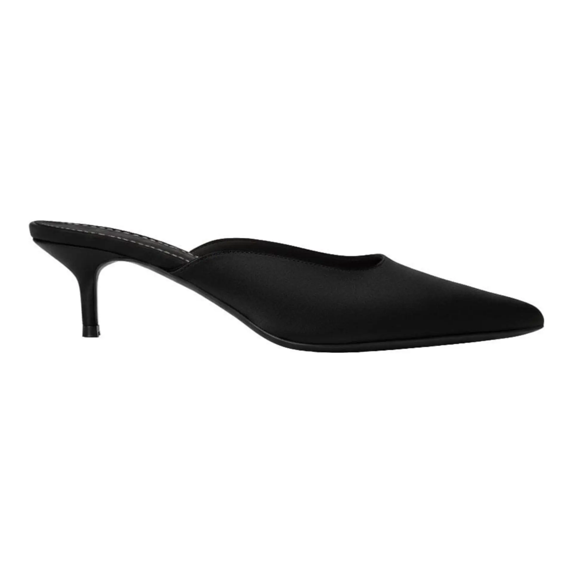 Sebastian Kitten Heel Mule (Black Satin)