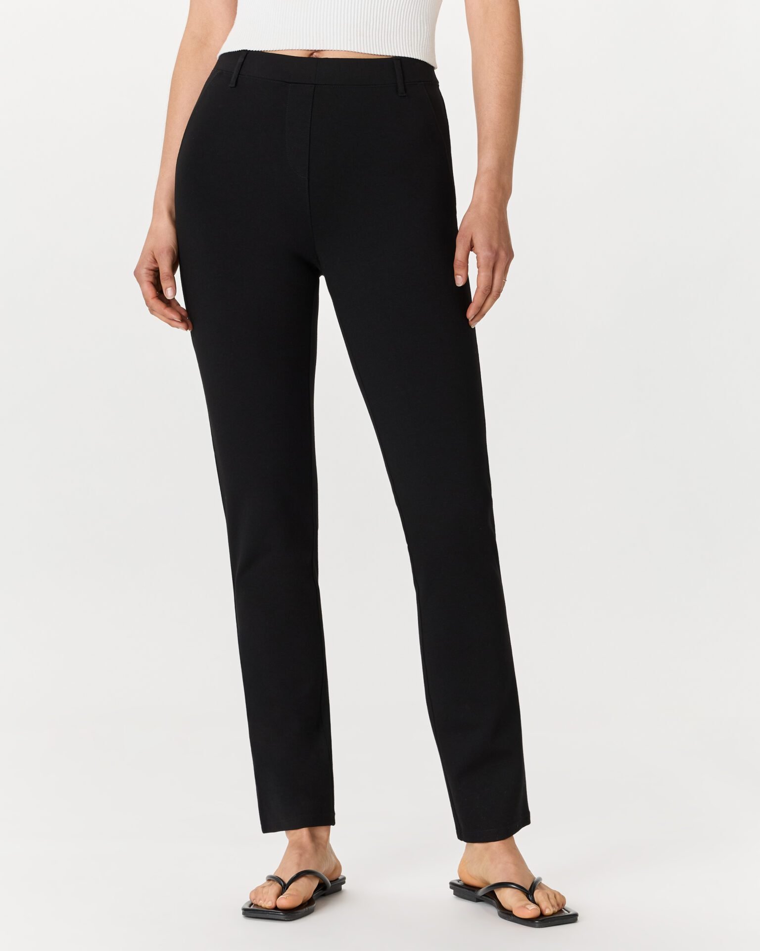Ultra-Stretch Ponte Straight Leg Pants (Black)