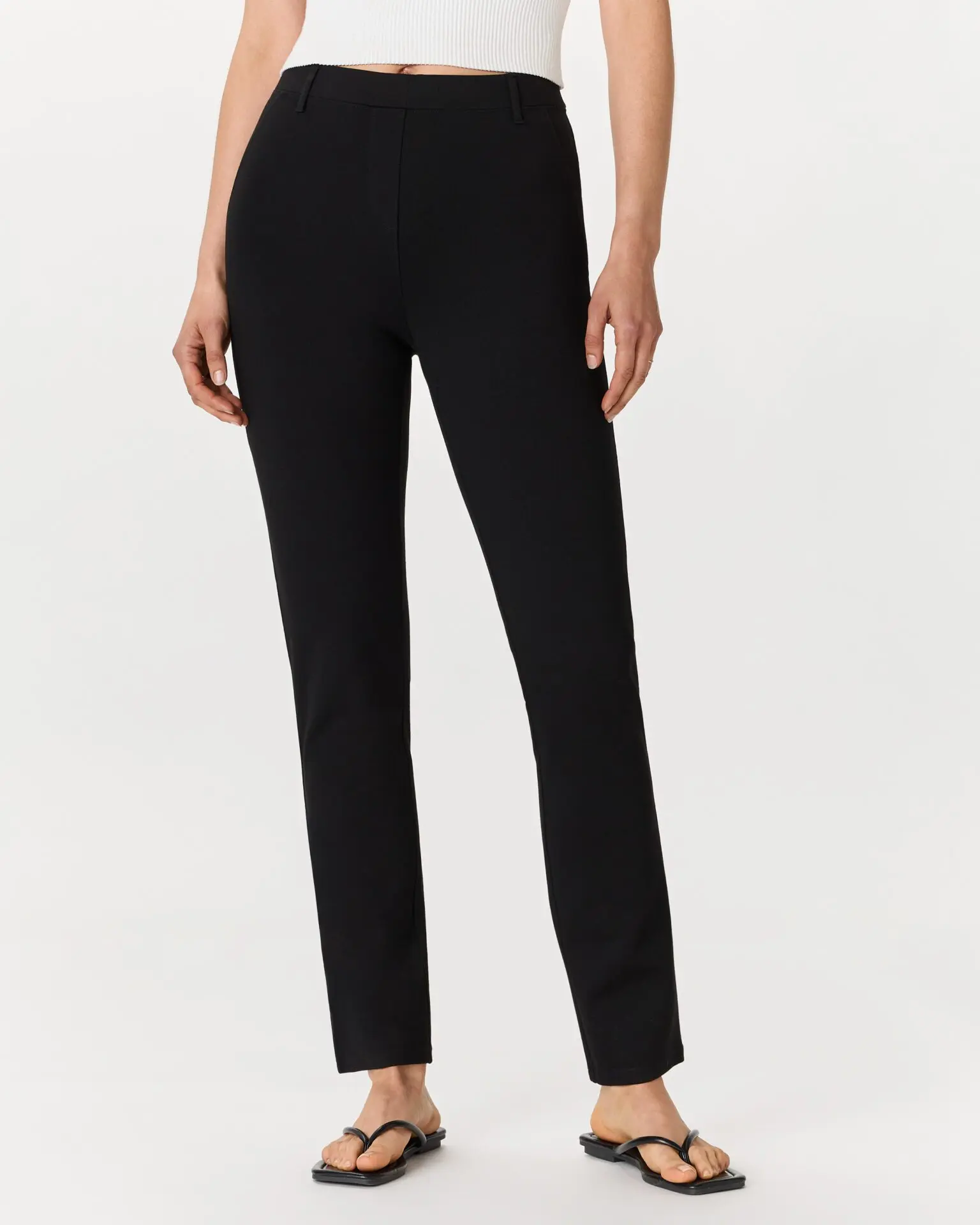 Ultra-Stretch Ponte Straight Leg Pants (Black)