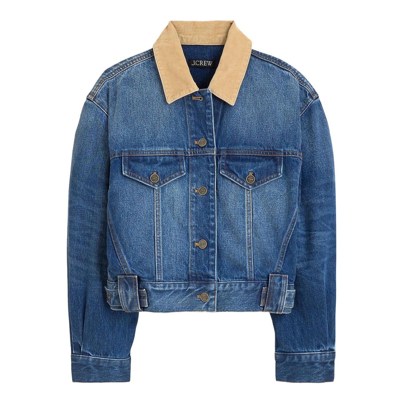 Oversized Cropped Trucker Jacket in Denim