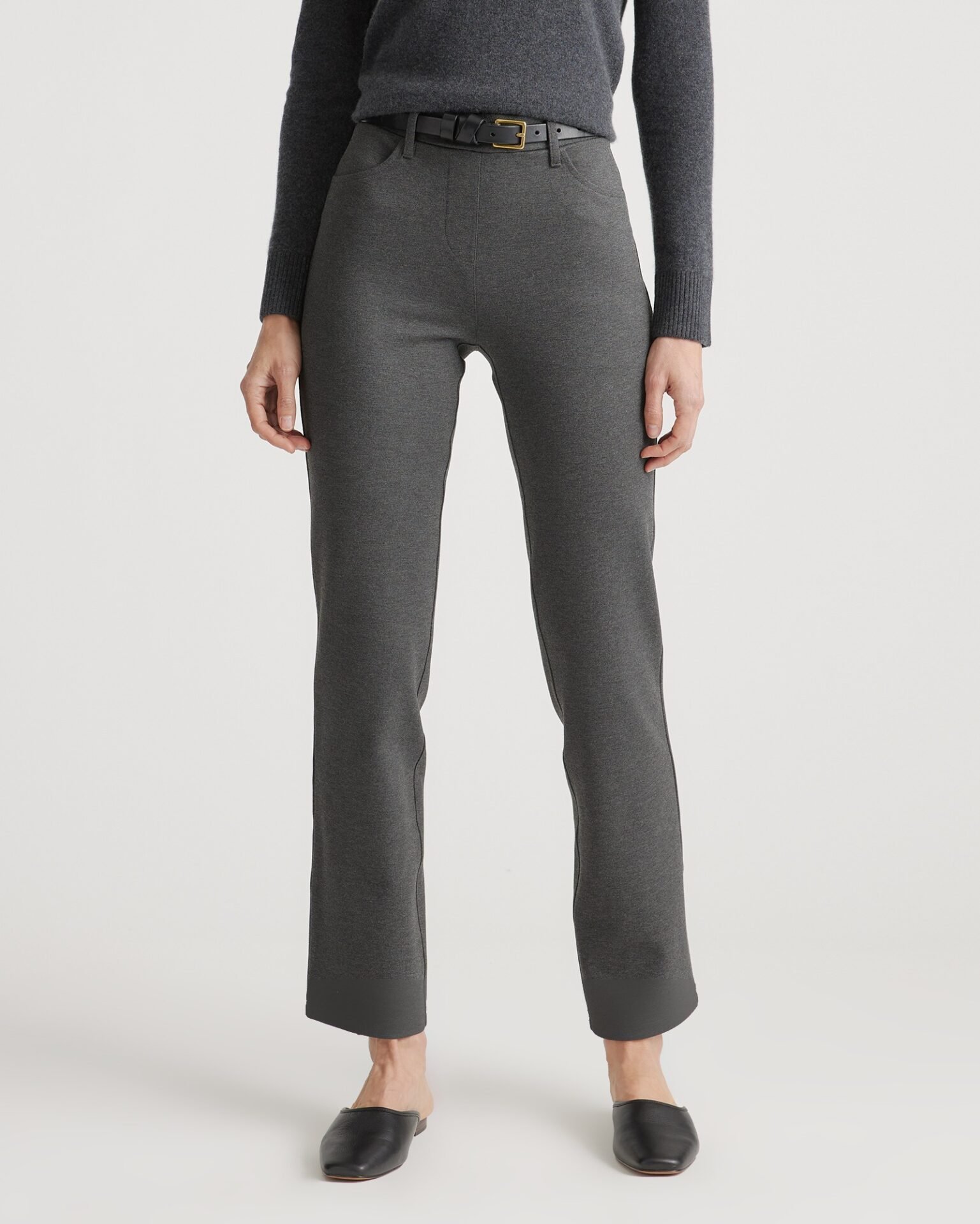 Ultra-Stretch Ponte Straight Leg 4-Pocket Pants (Charcoal)
