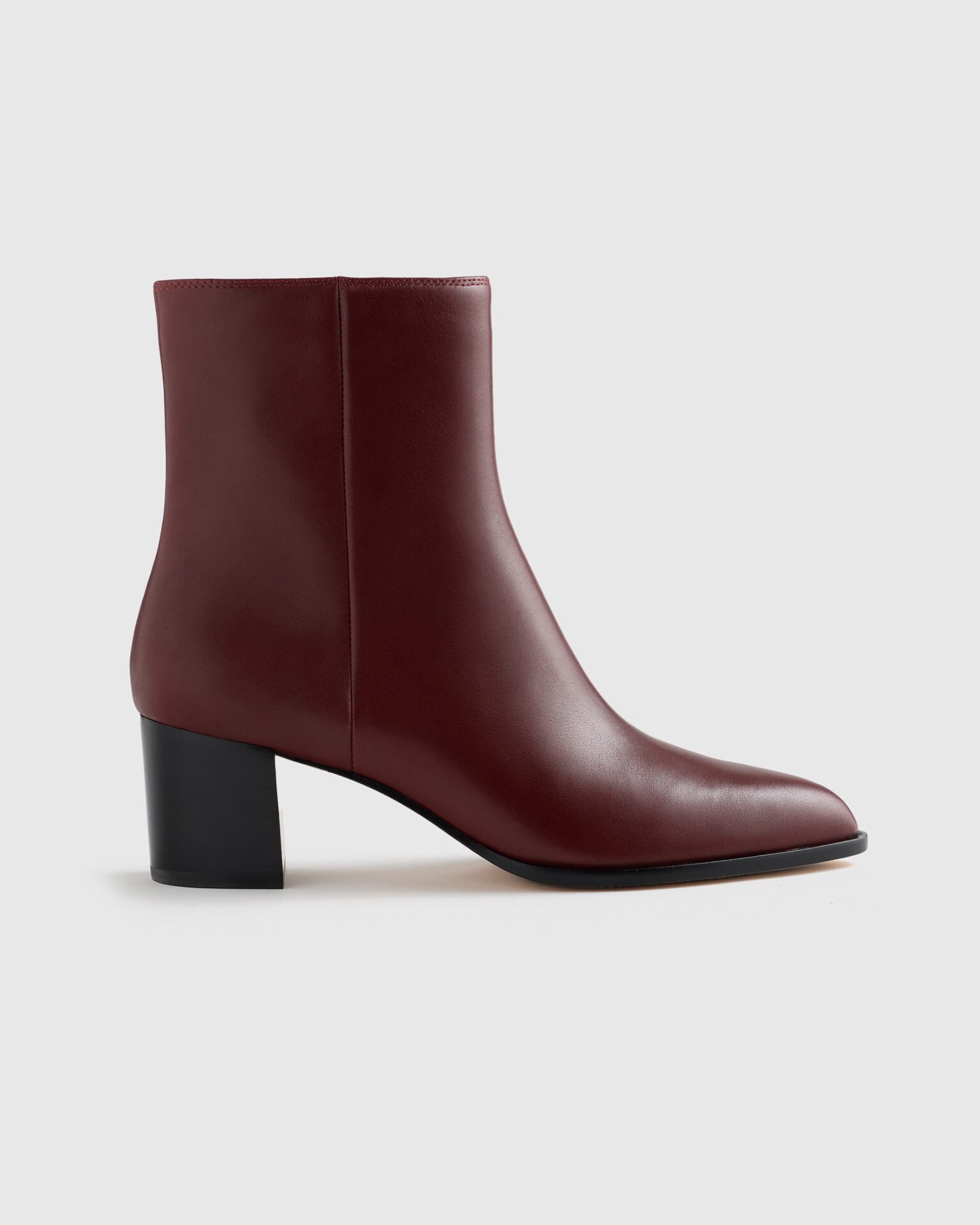 Italian Leather Heeled Ankle Boot (Merlot)